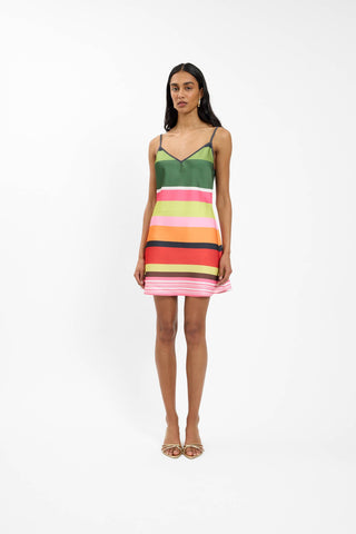 Bias Mini Dress | Emerald Stripe