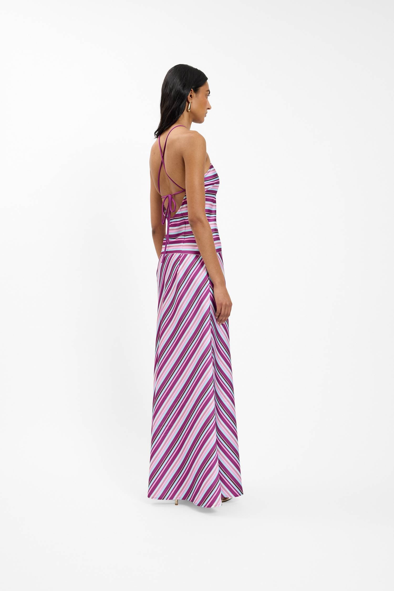 Halter Maxi Dress | Violet Stripe