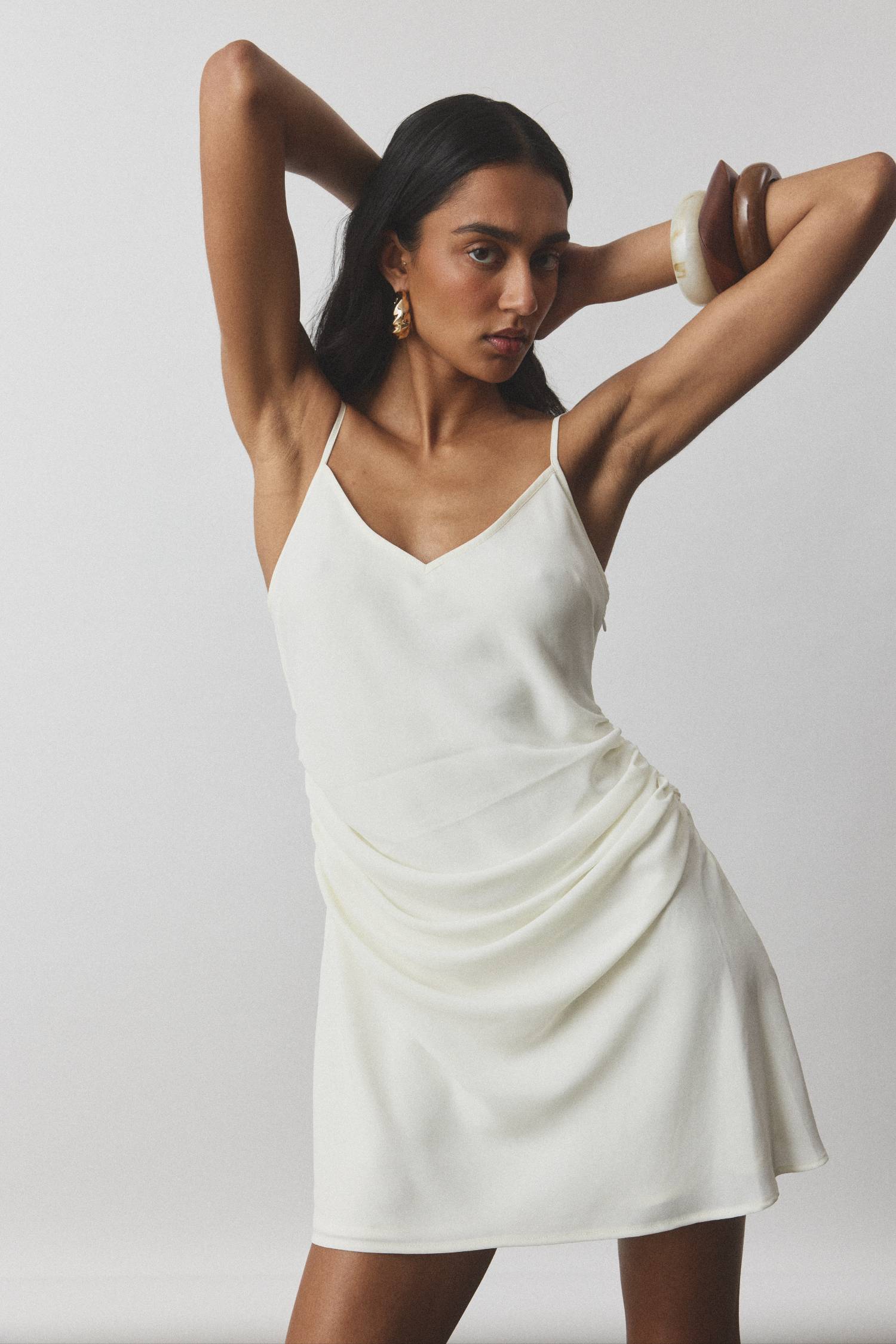 Georgette Draped Mini Dress | White