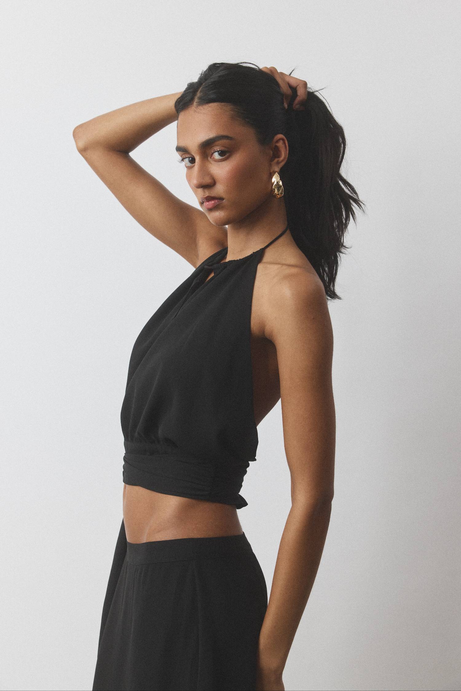Draped Halter Top | Black