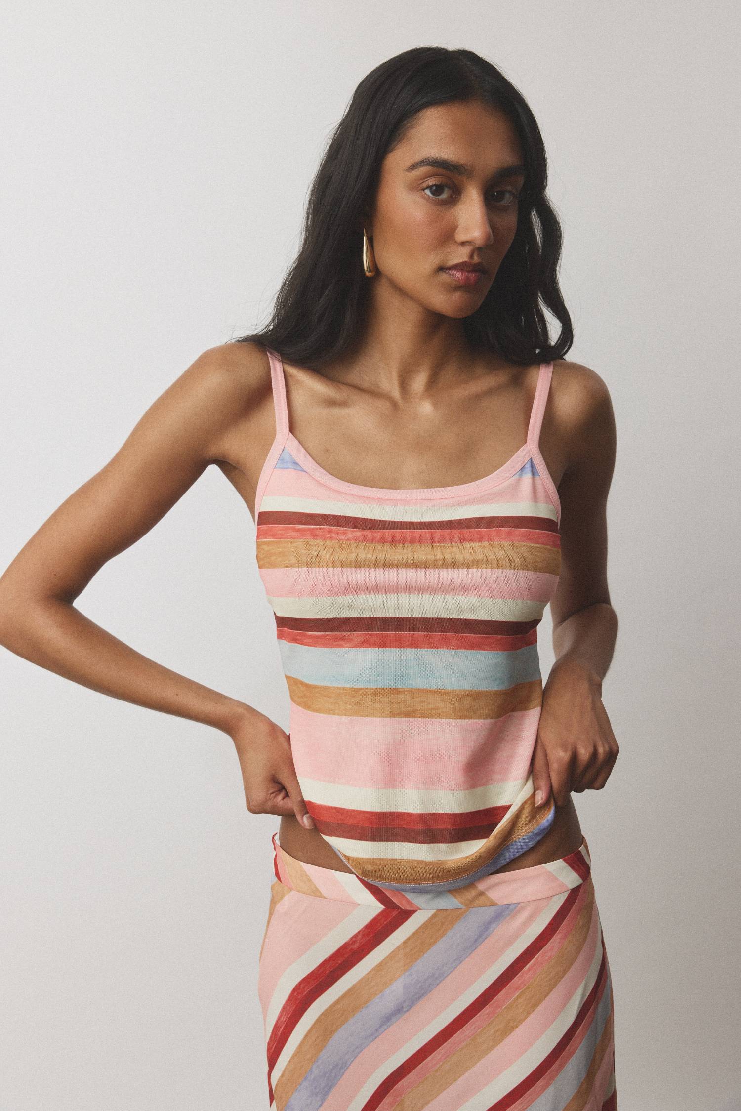 Camisole | Mesh Blush Stripe