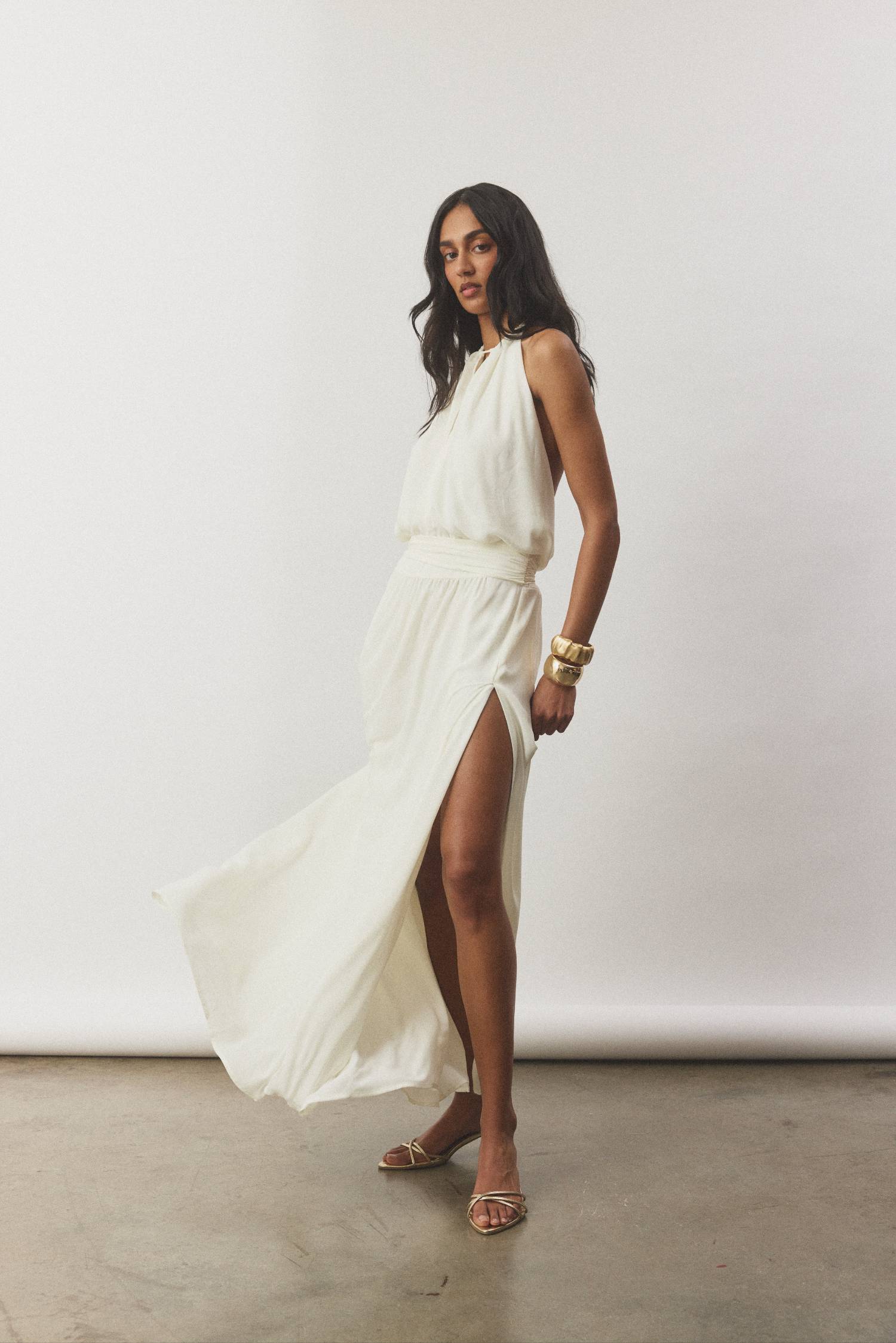 Draped Backless Gown | Ivory