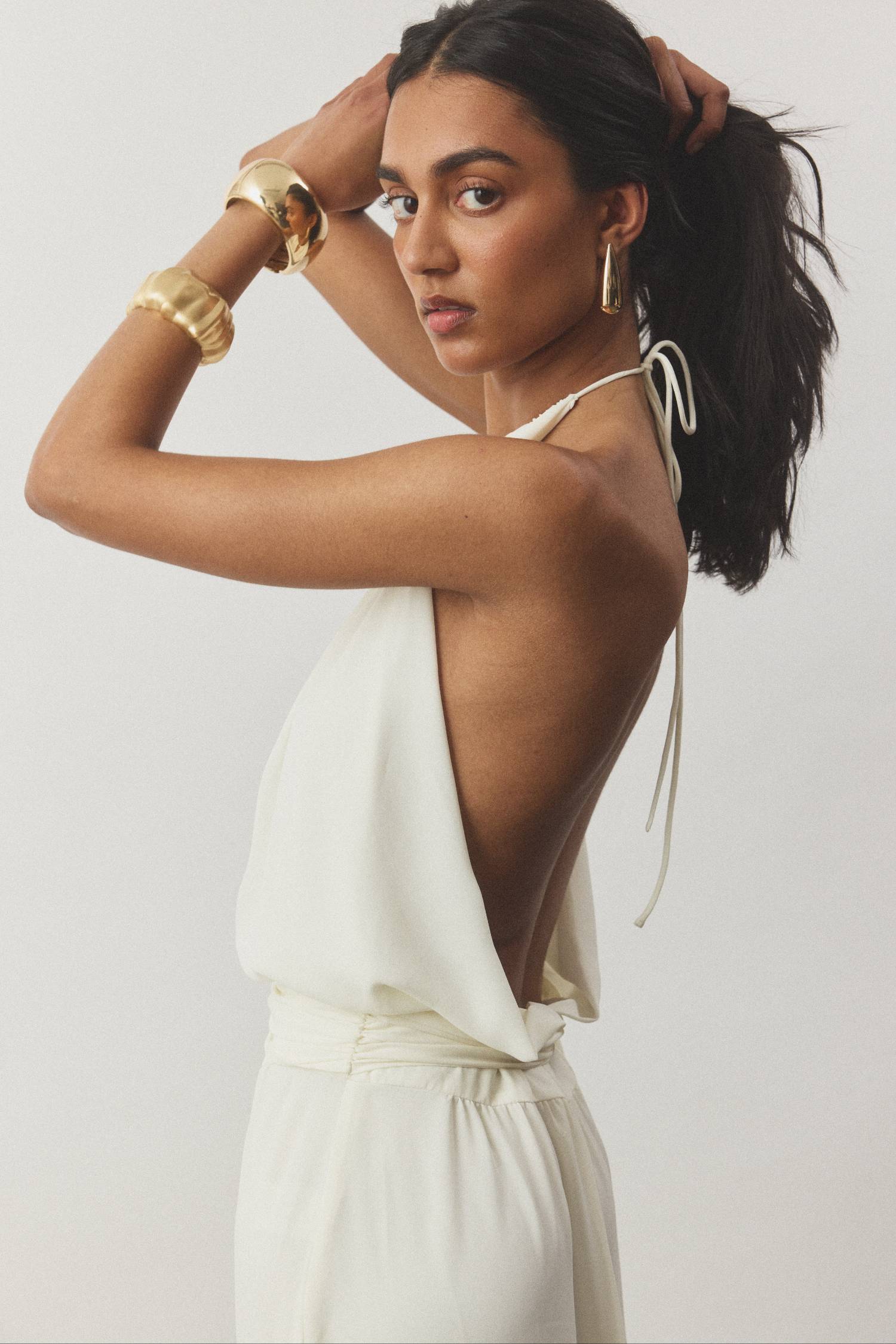 Draped Backless Gown | Ivory