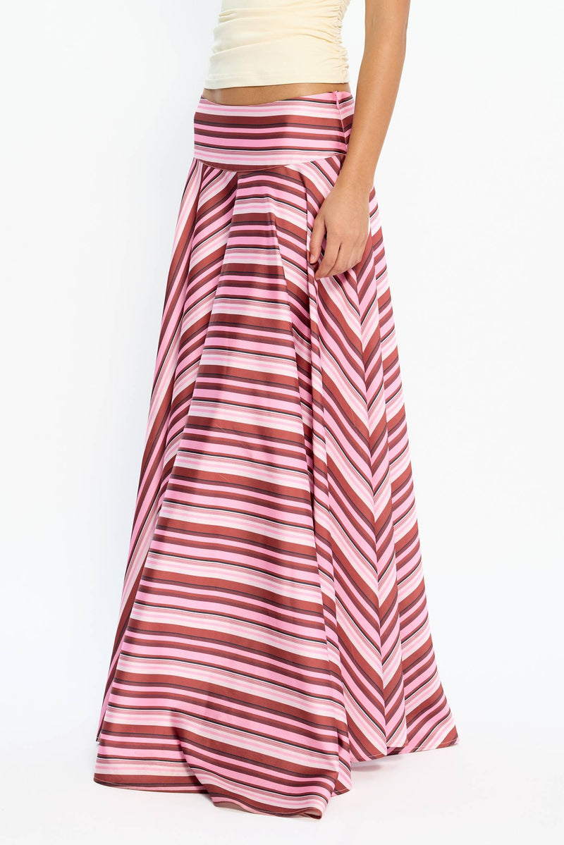 Basque Full Skirt | Magenta Stripe