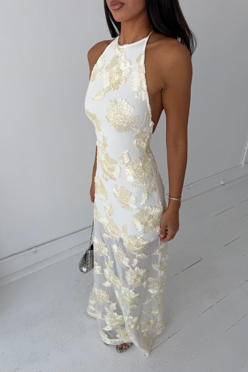 Embellished Backless Maxi Dress | Ivory