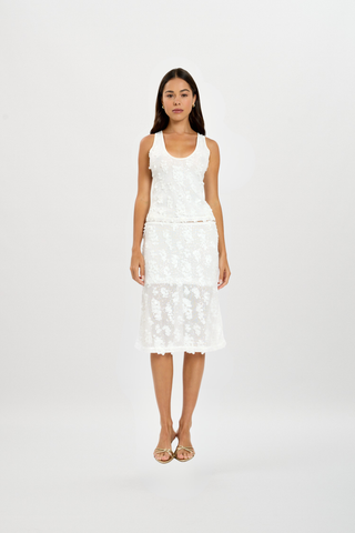Midi Skirt | White Sequin