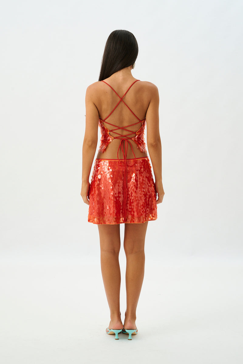 Clara Skirt | Burnt Orange Sequin