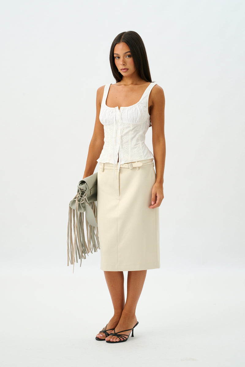 Peplum Embroidered Top | White