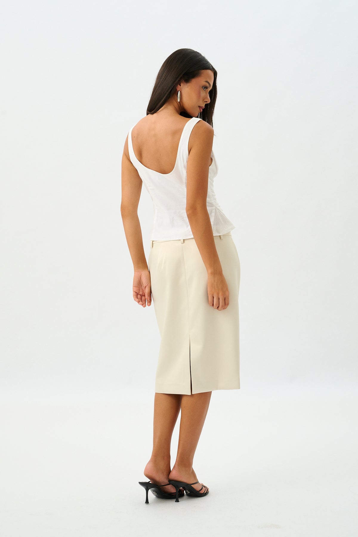 Peplum Embroidered Top | White