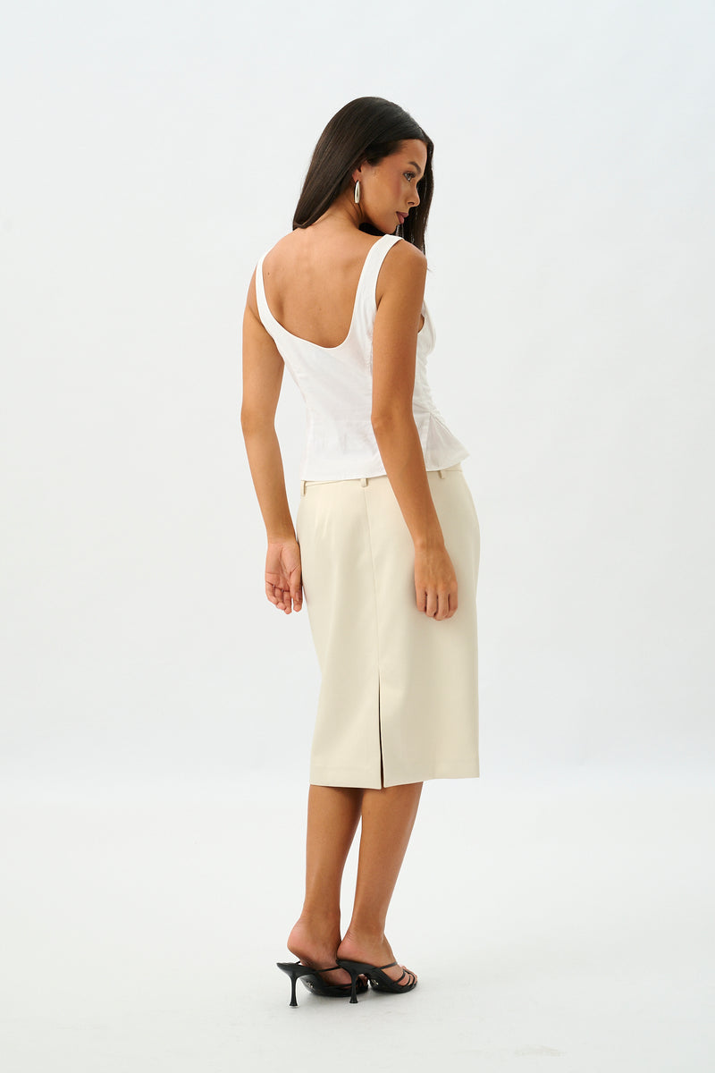 Peplum Embroidered Top | White
