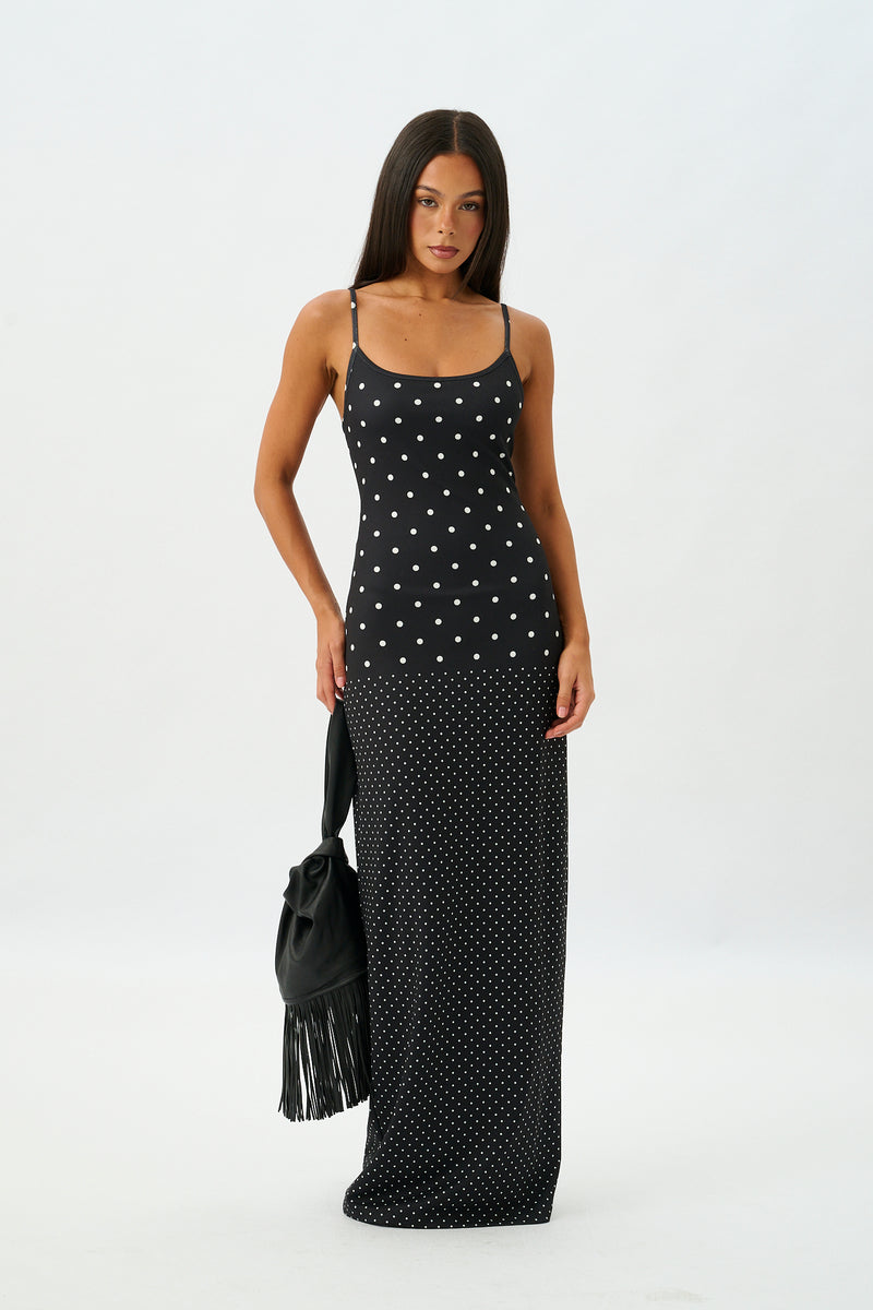 Slip Dress | Black Polka