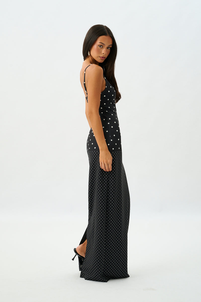 Slip Dress | Black Polka