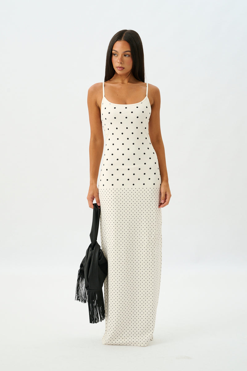 Slip Dress | White Polka