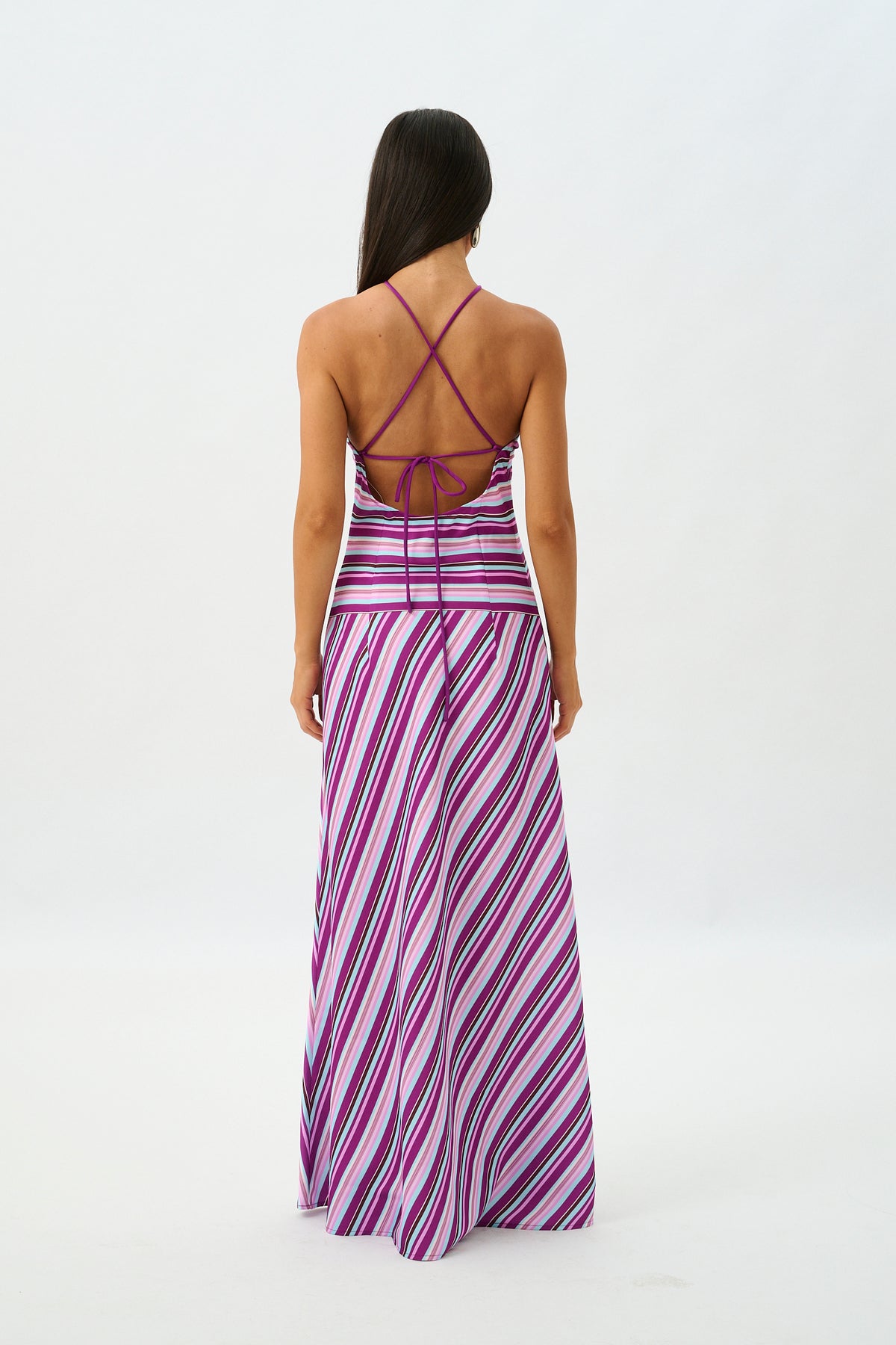 Halter Maxi Dress | Violet Stripe