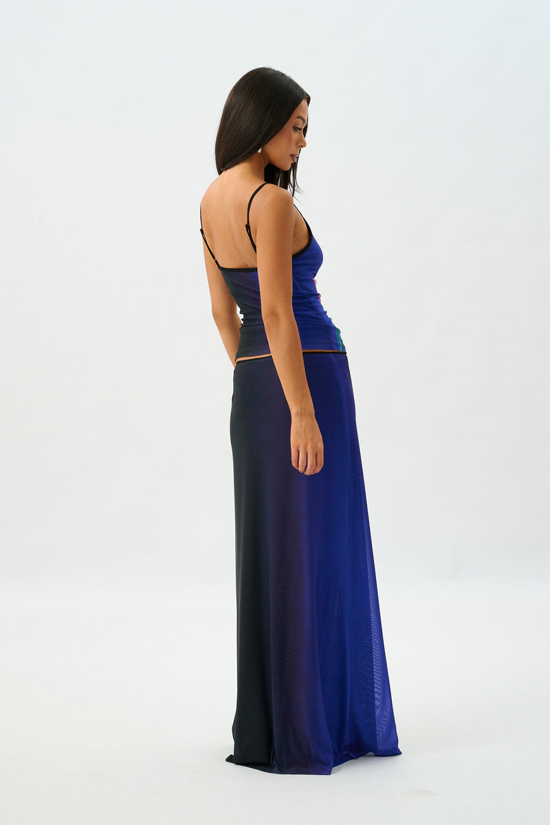 Maxi Skirt | Mesh Cobalt Floral