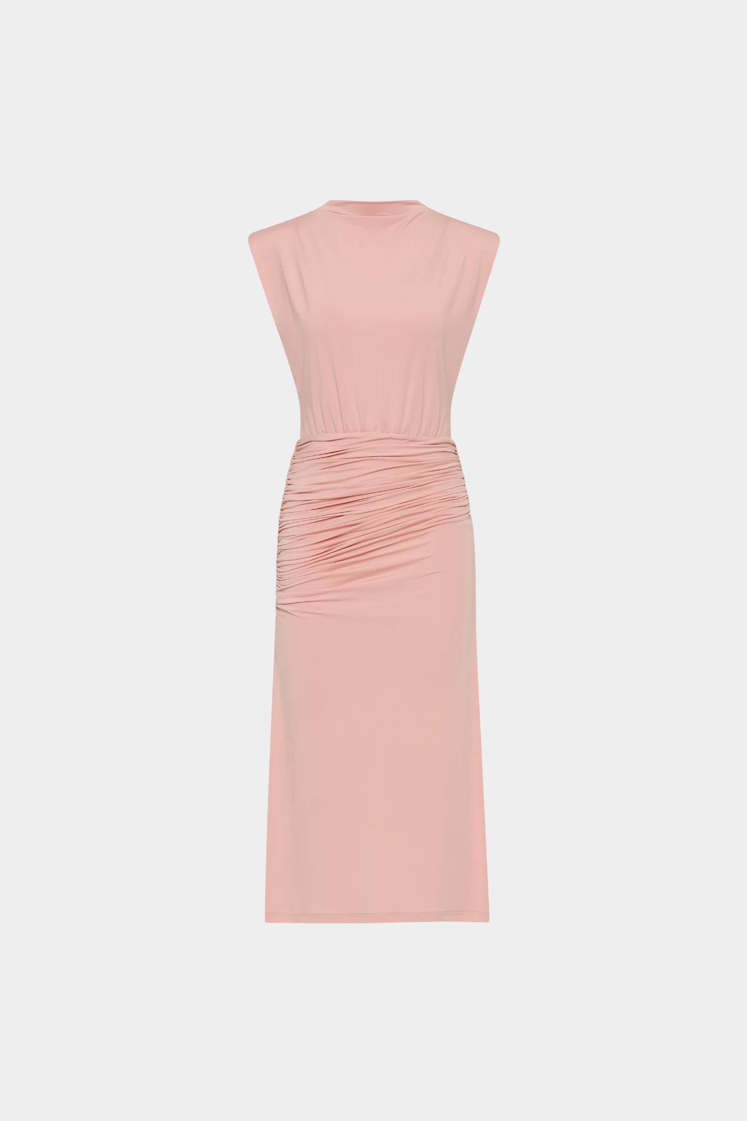 Structured Shoulder Midi Dress | Musk