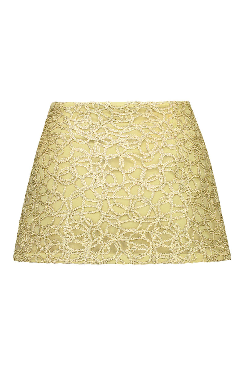 Lace Mini Skirt | Shimmer Gold