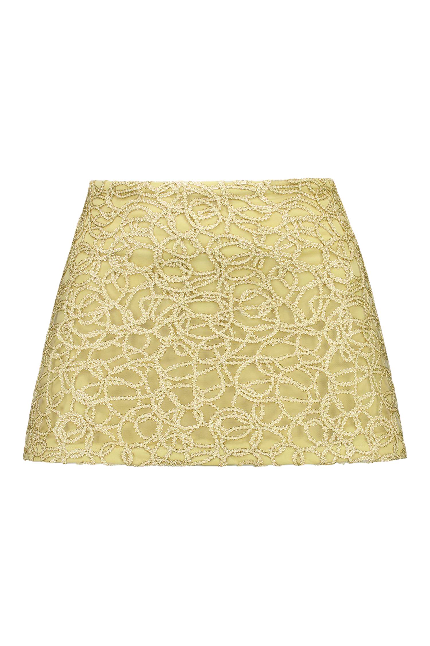 Lace Mini Skirt Shimmer Gold