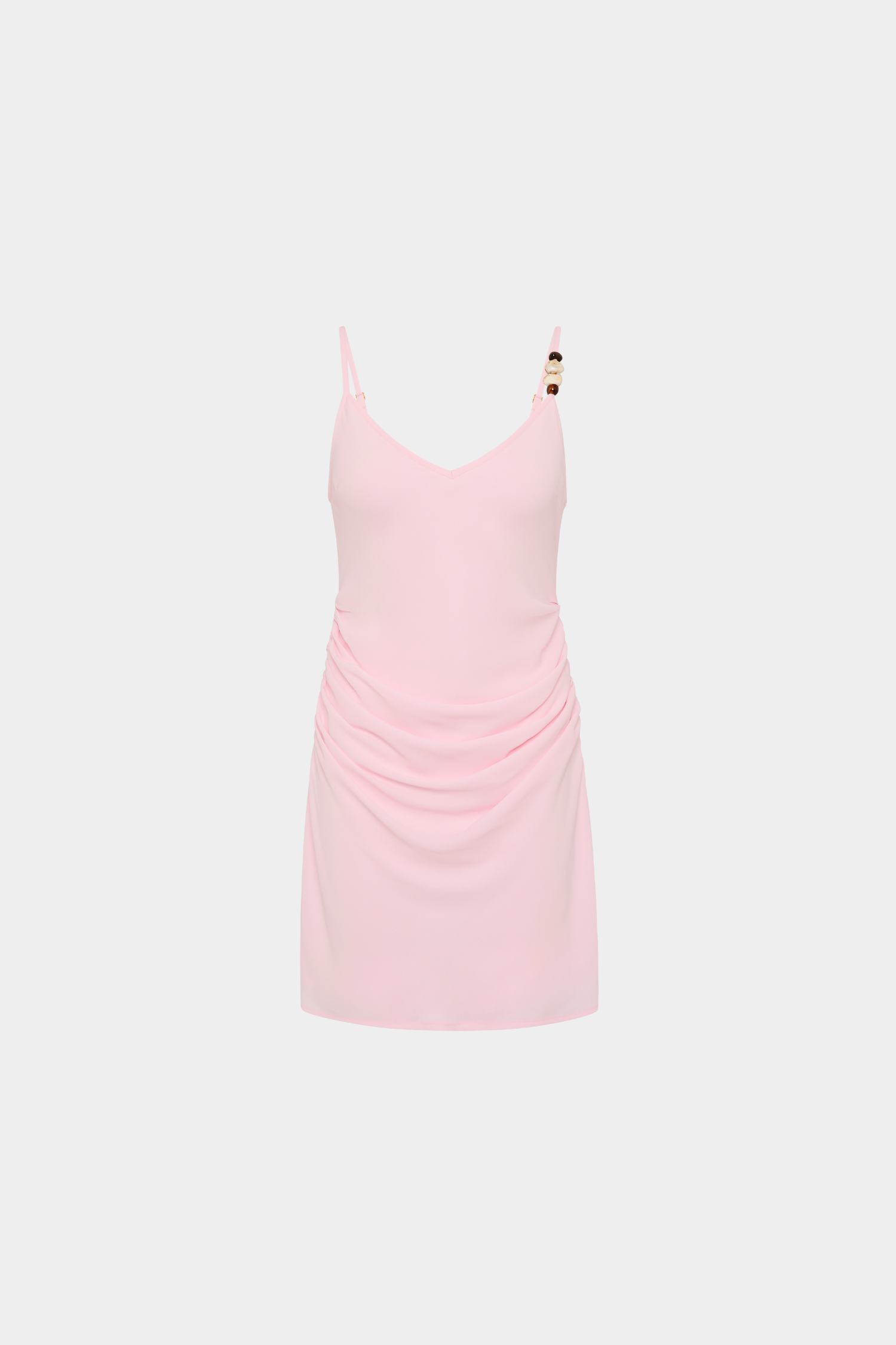 Georgette Draped Mini Dress | Beaded Pink