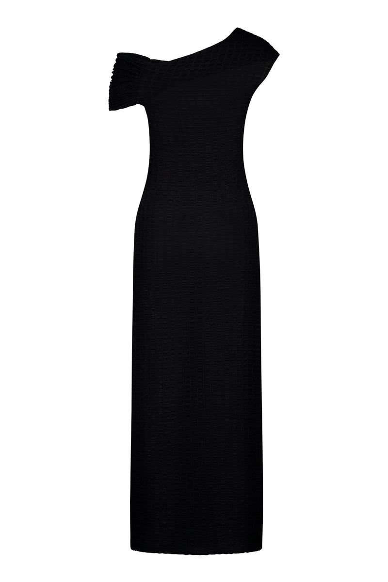 Twist Ruched Maxi Dress | Black