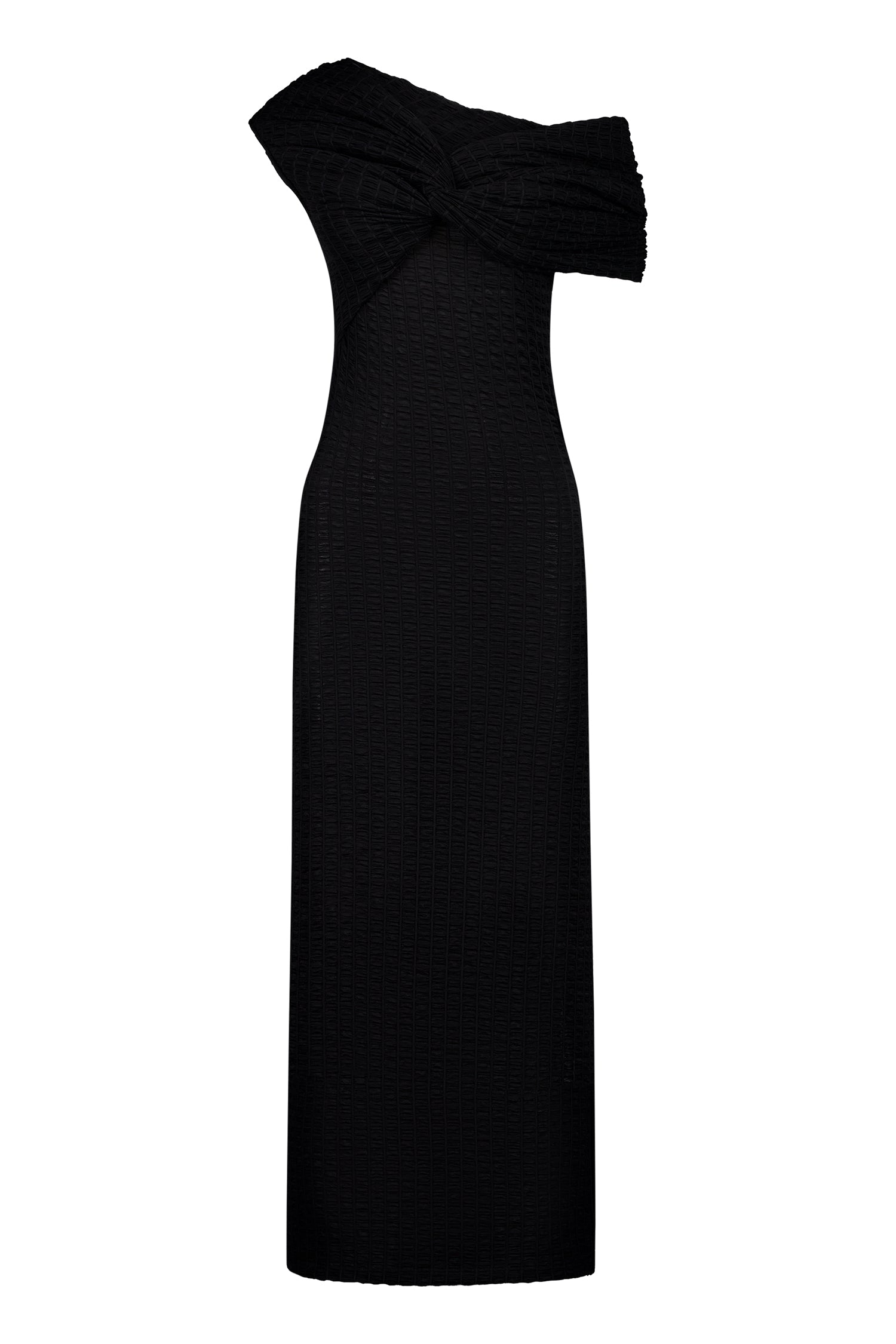 Twist Ruched Maxi Dress | Black