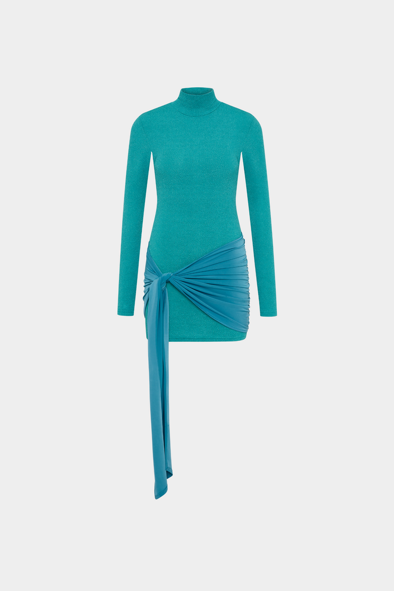 Textured Wrap Dress | Ocean Blue