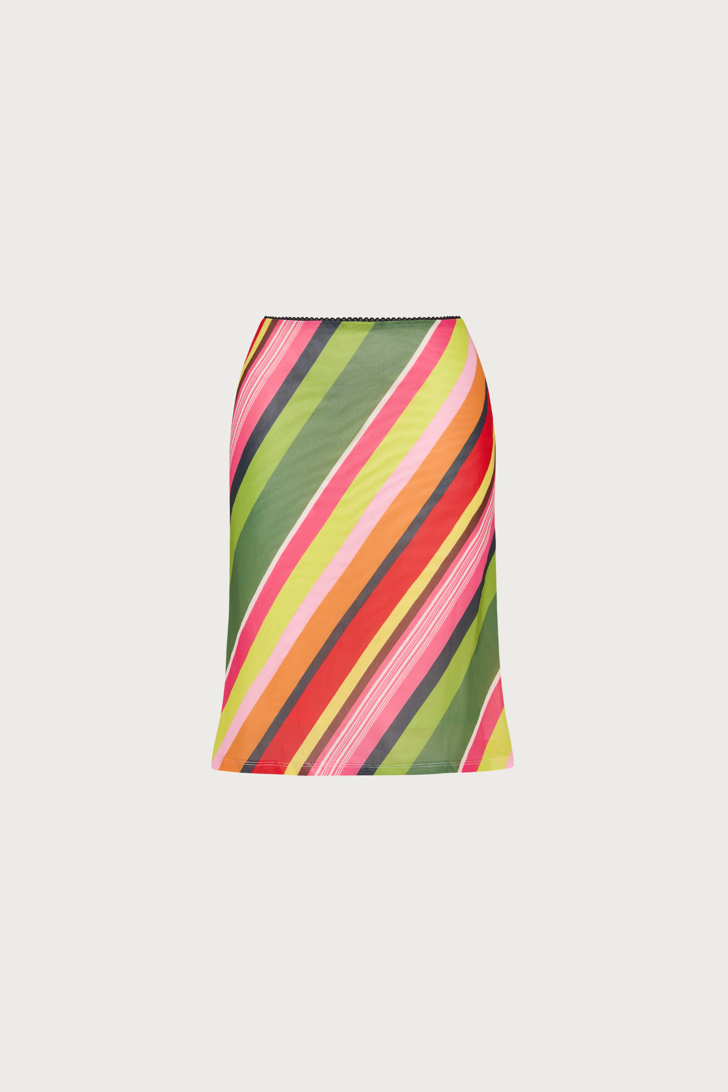 Midi Skirt | Mesh Emerald Stripe
