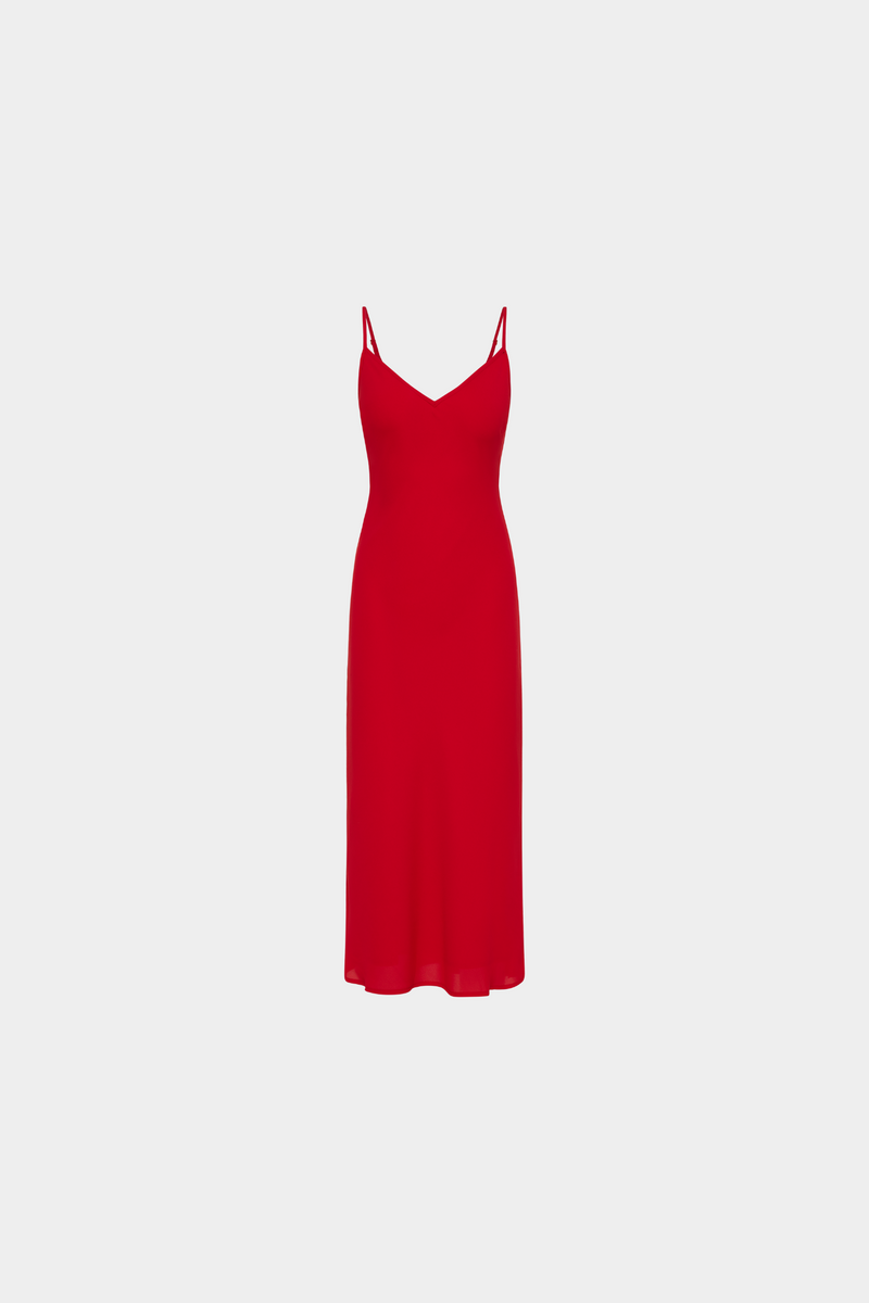 Georgette Midi Dress | Cherry Red