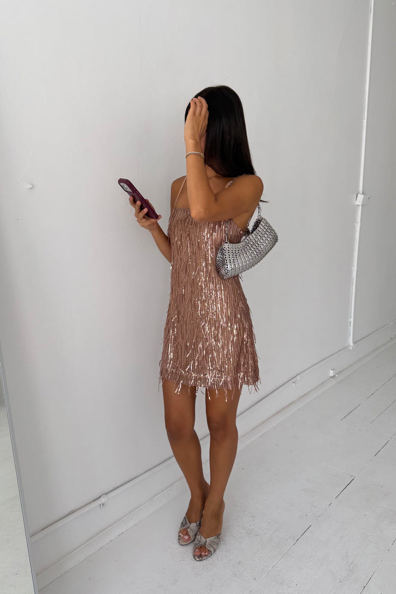 Shift Mini Dress | Gold Sequin