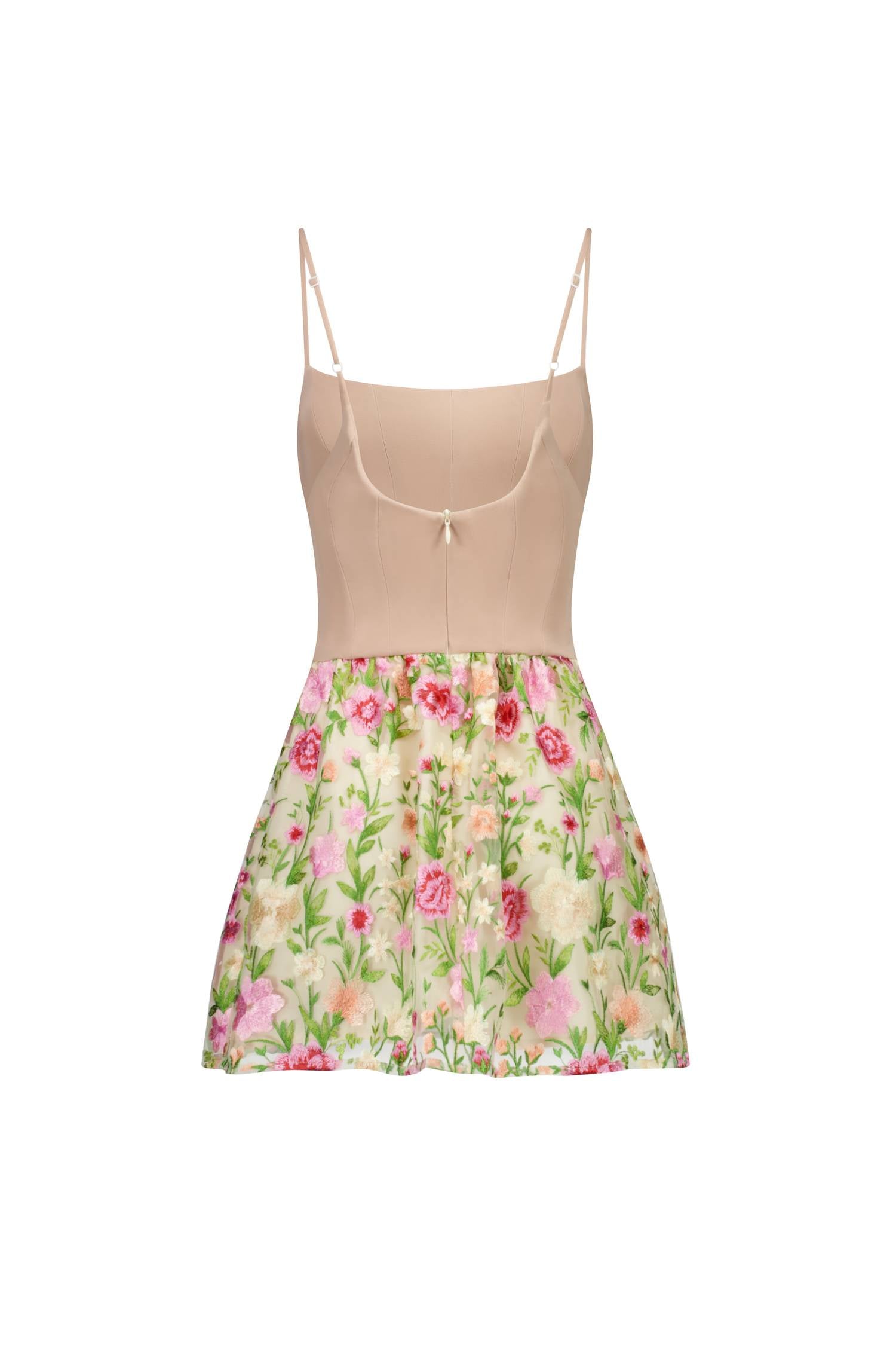 Mini Bodice Dress | Blush Embroidered Floral