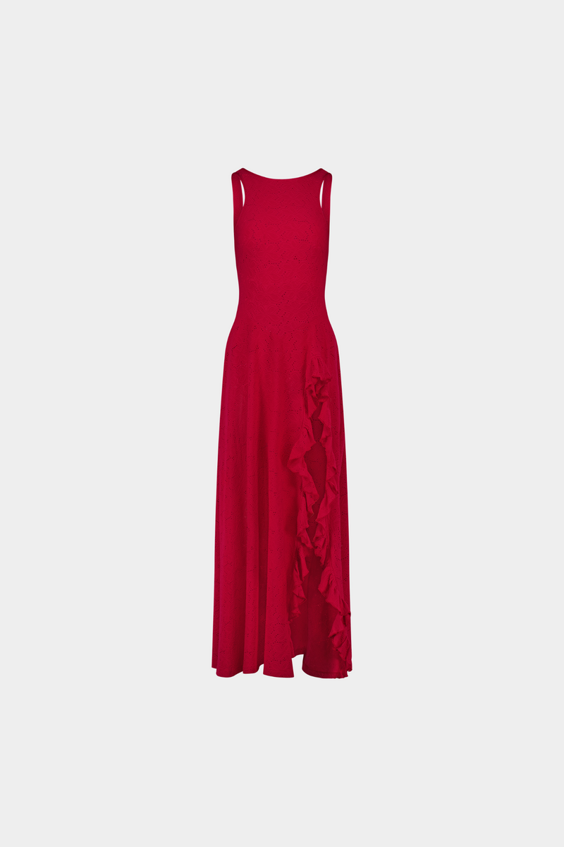 Ruffled Maxi Dress | Deep Red