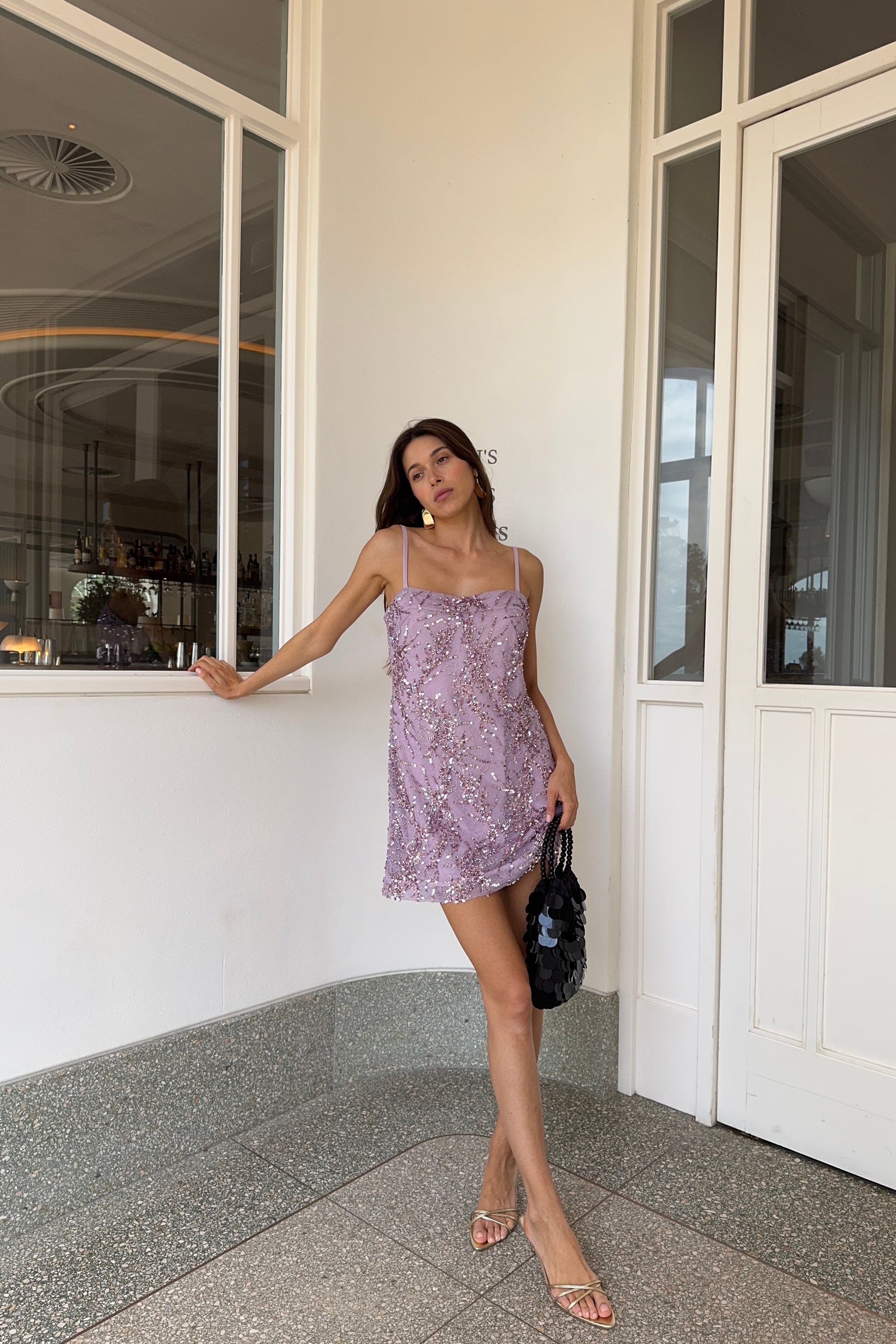 Shift Mini Dress | Lavender Sequin