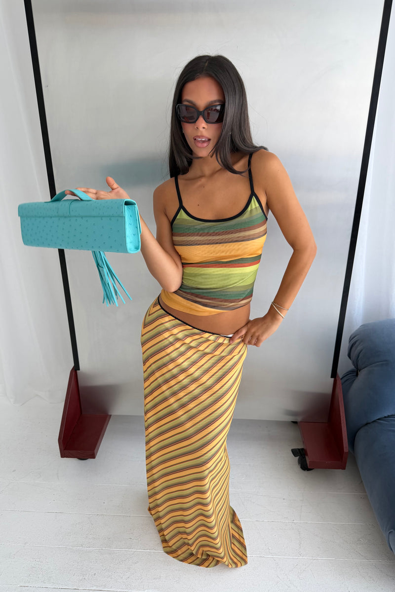 Maxi Skirt | Mesh Gold Stripe
