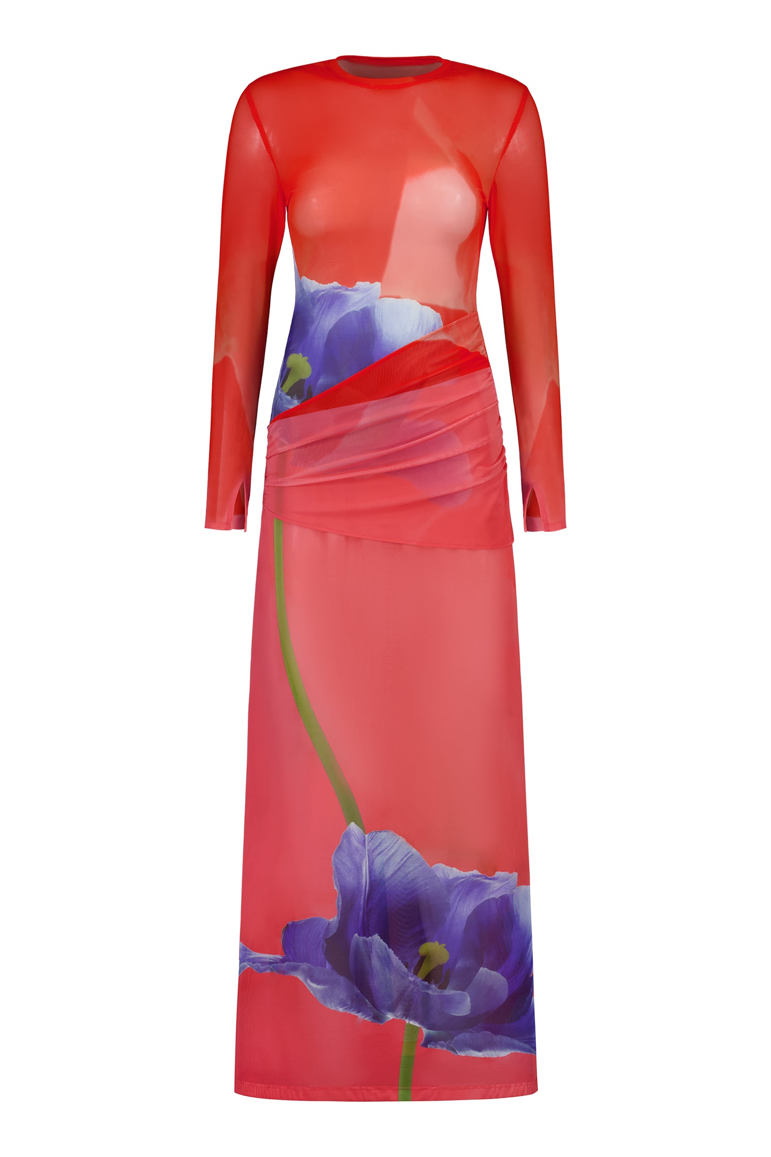 Panel Maxi Dress | Mesh Contrast Poppy