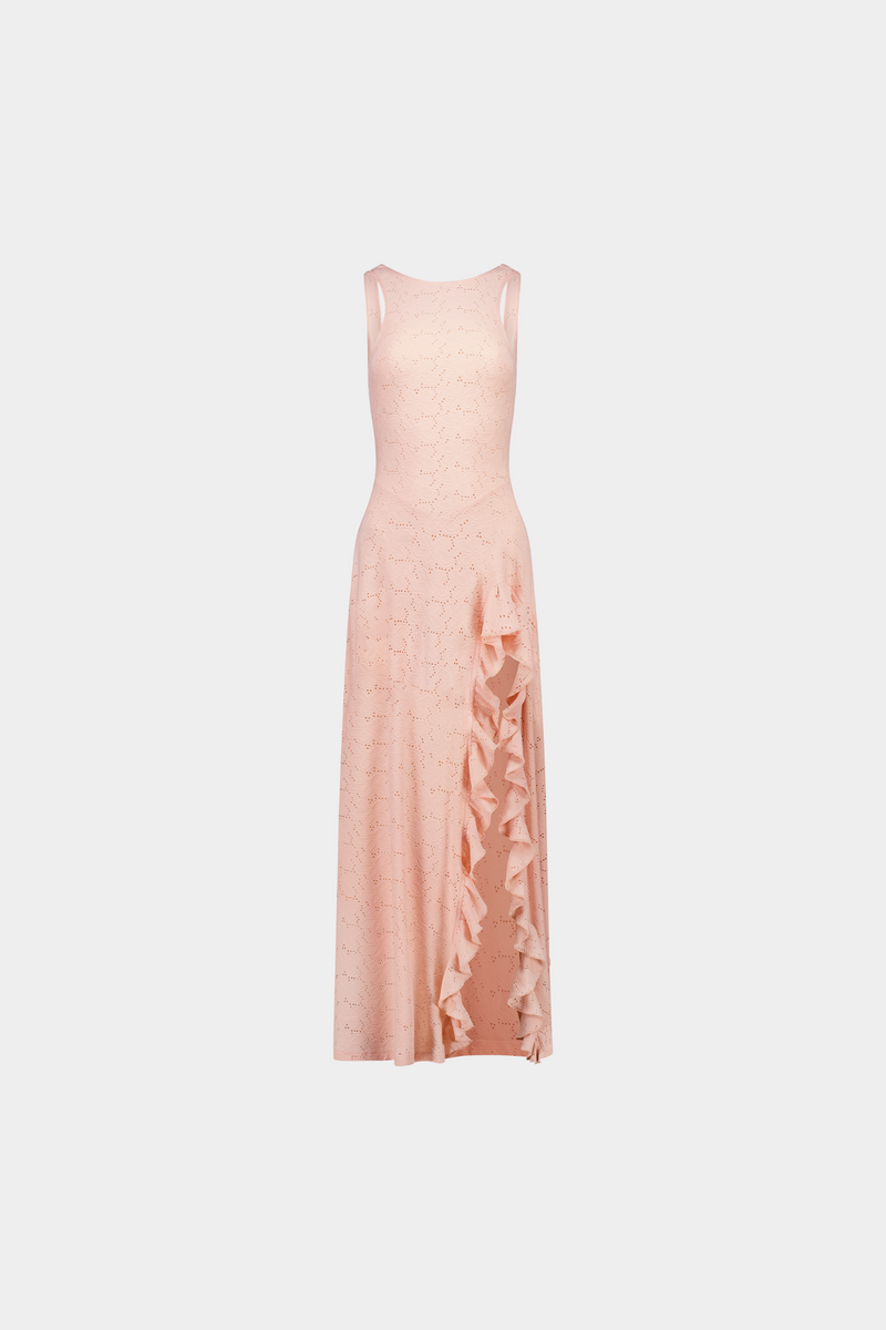 Ruffled Maxi Dress | Coral Pink