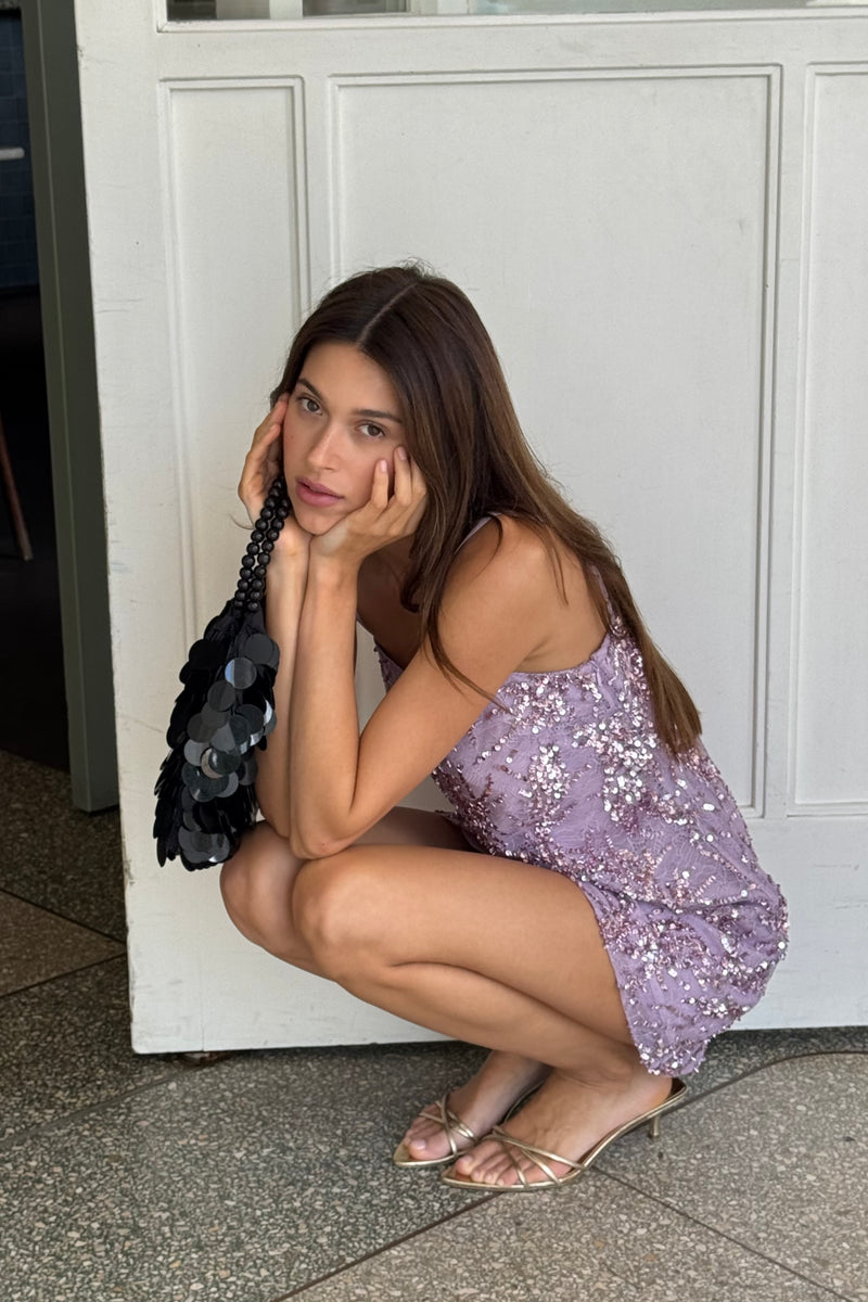 Shift Mini Dress | Lavender Sequin