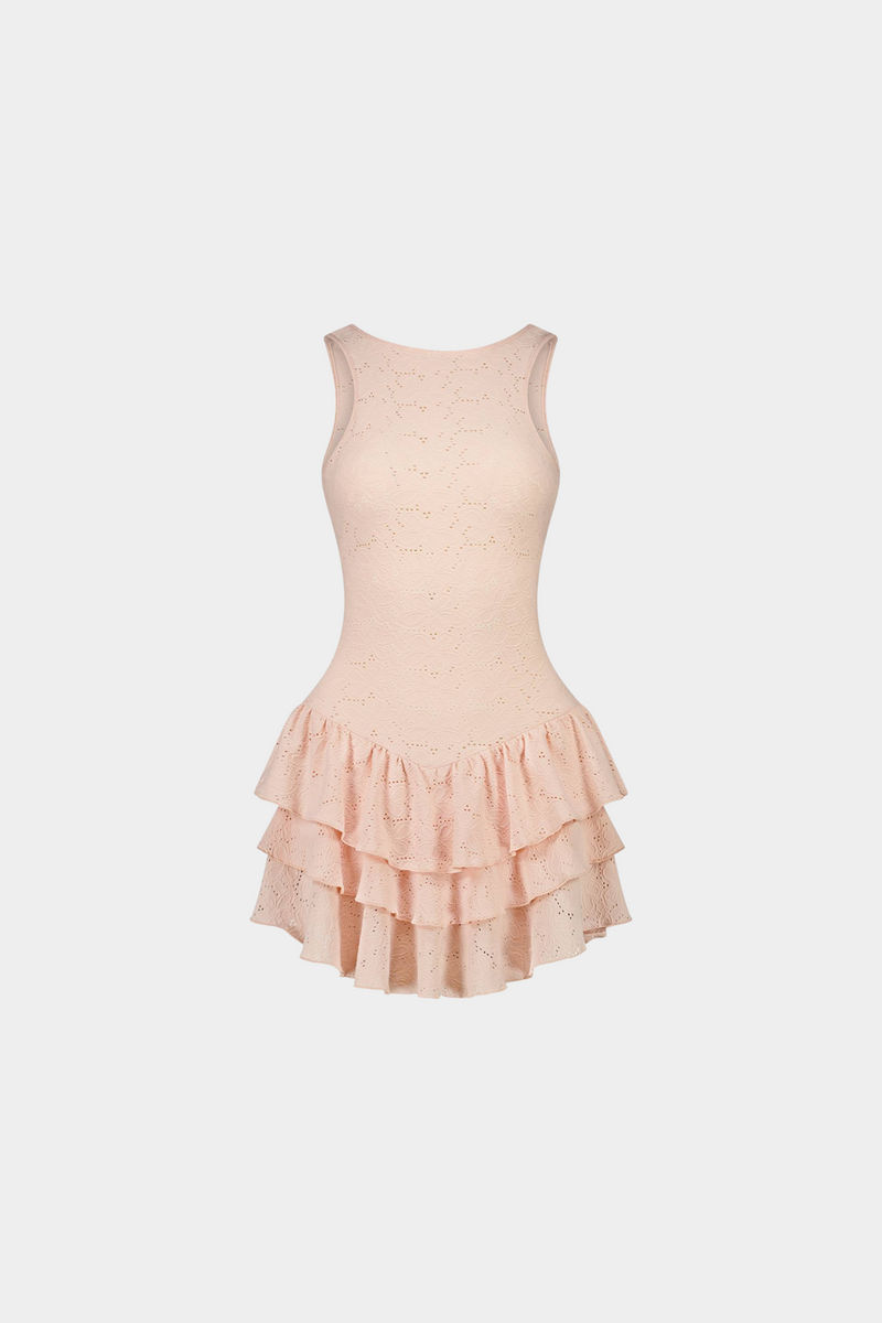 Ruffled Mini Dress | Coral Pink