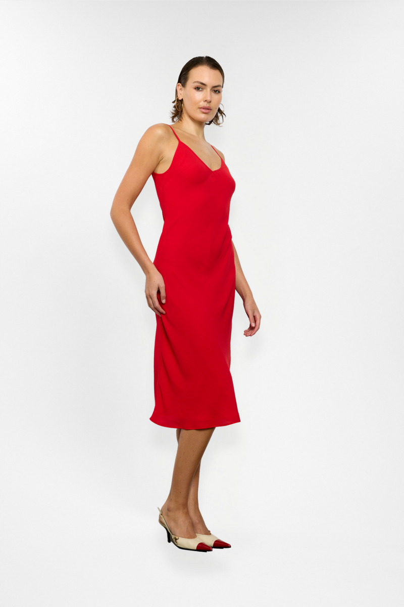 Georgette Midi Dress | Cherry Red