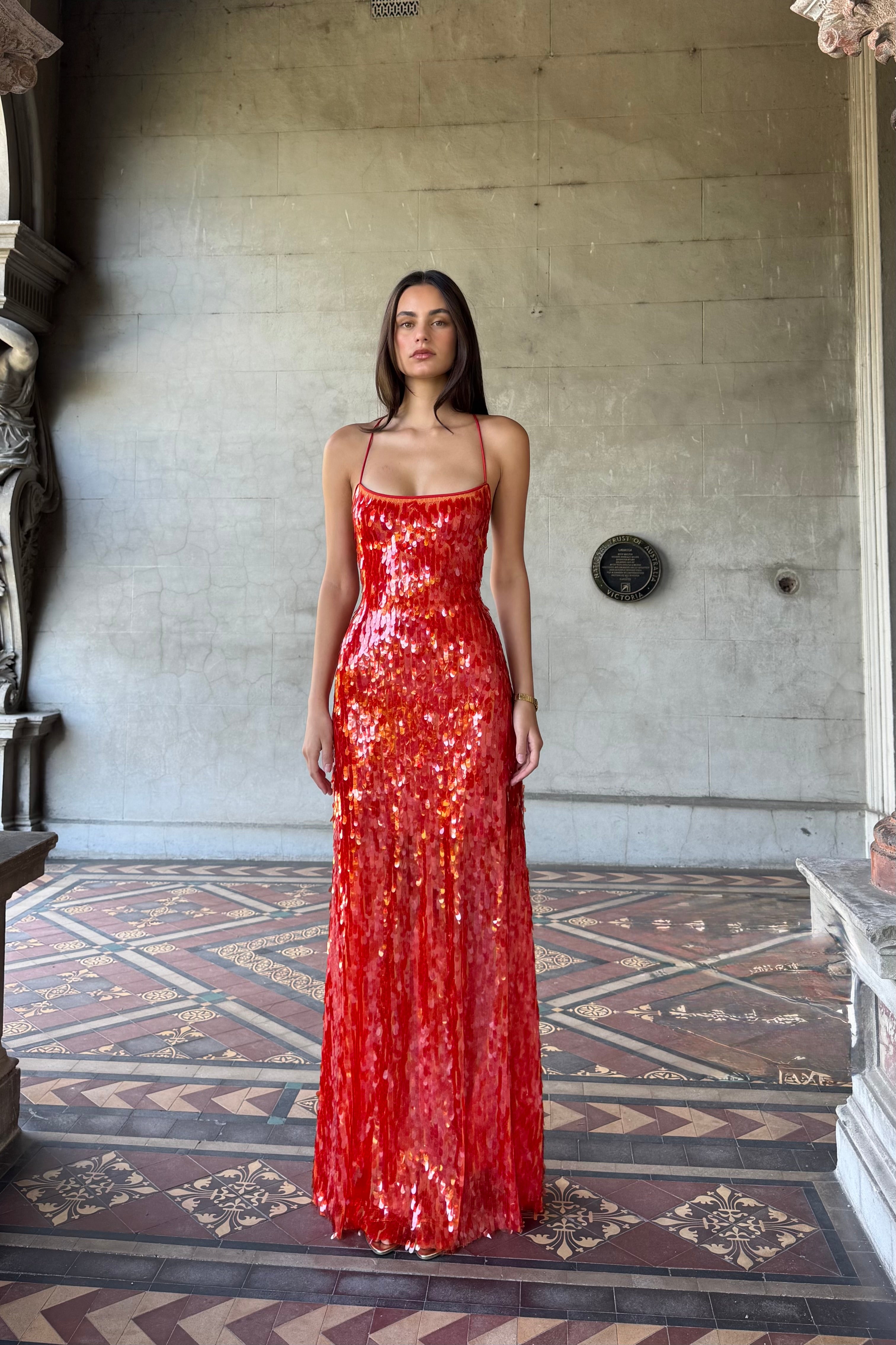 Backless Gown | Burnt Orange Sequin