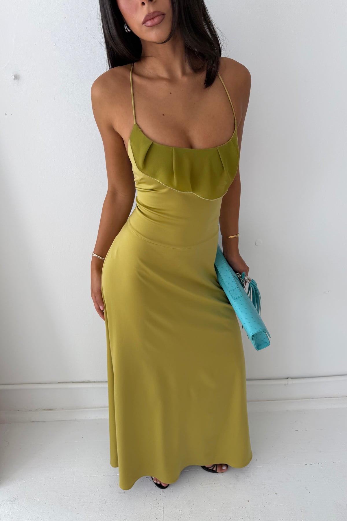 Frill Backless Maxi Dress | Emerald