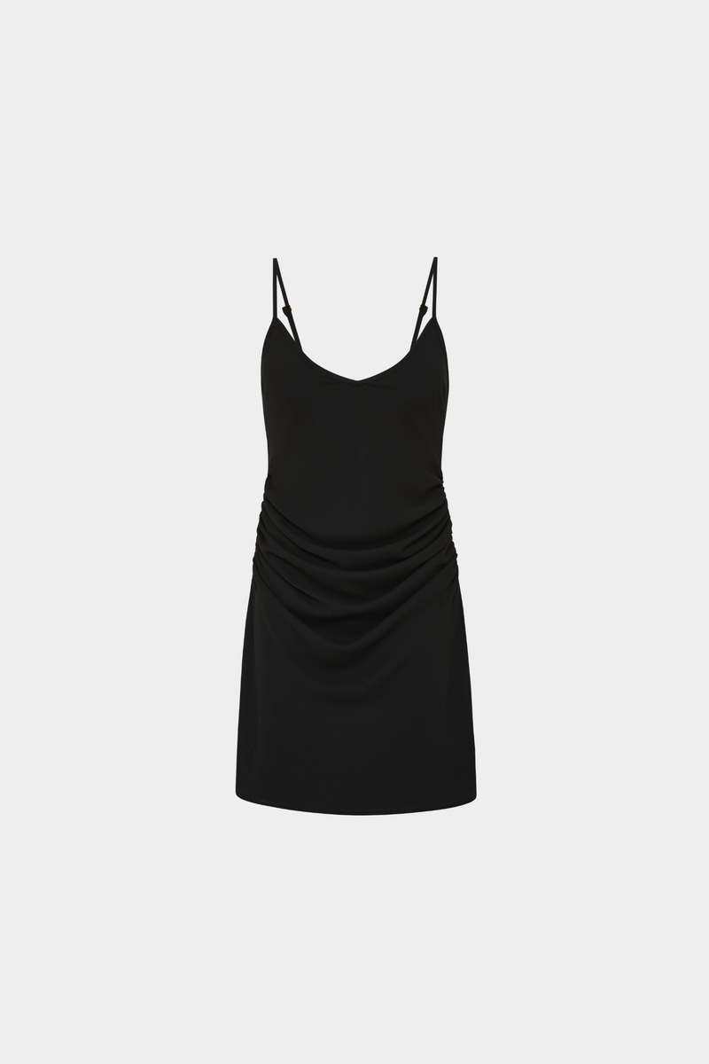 Pre-order: Georgette Draped Mini Dress | Black