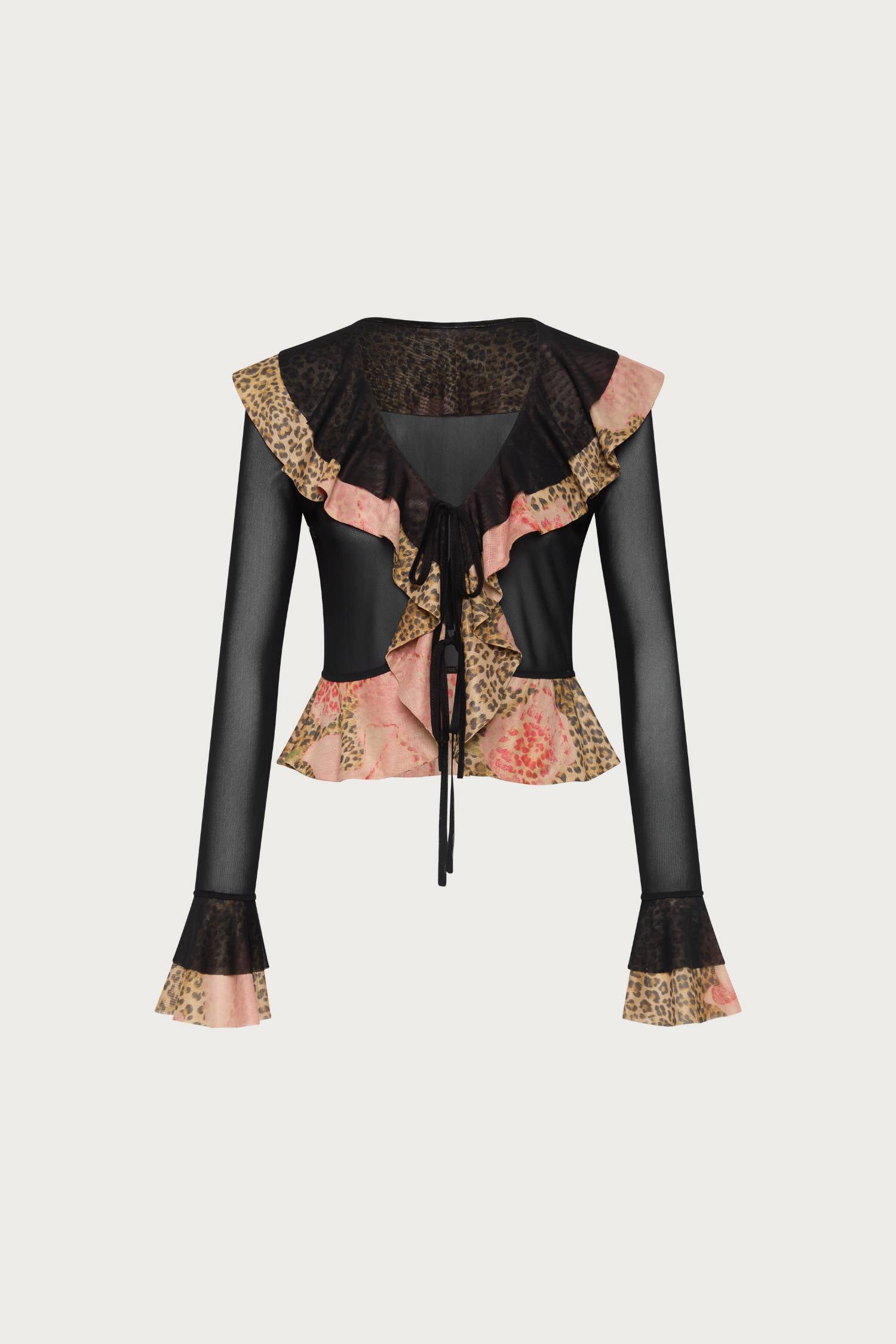 Frill Cardigan | Mesh Leopard