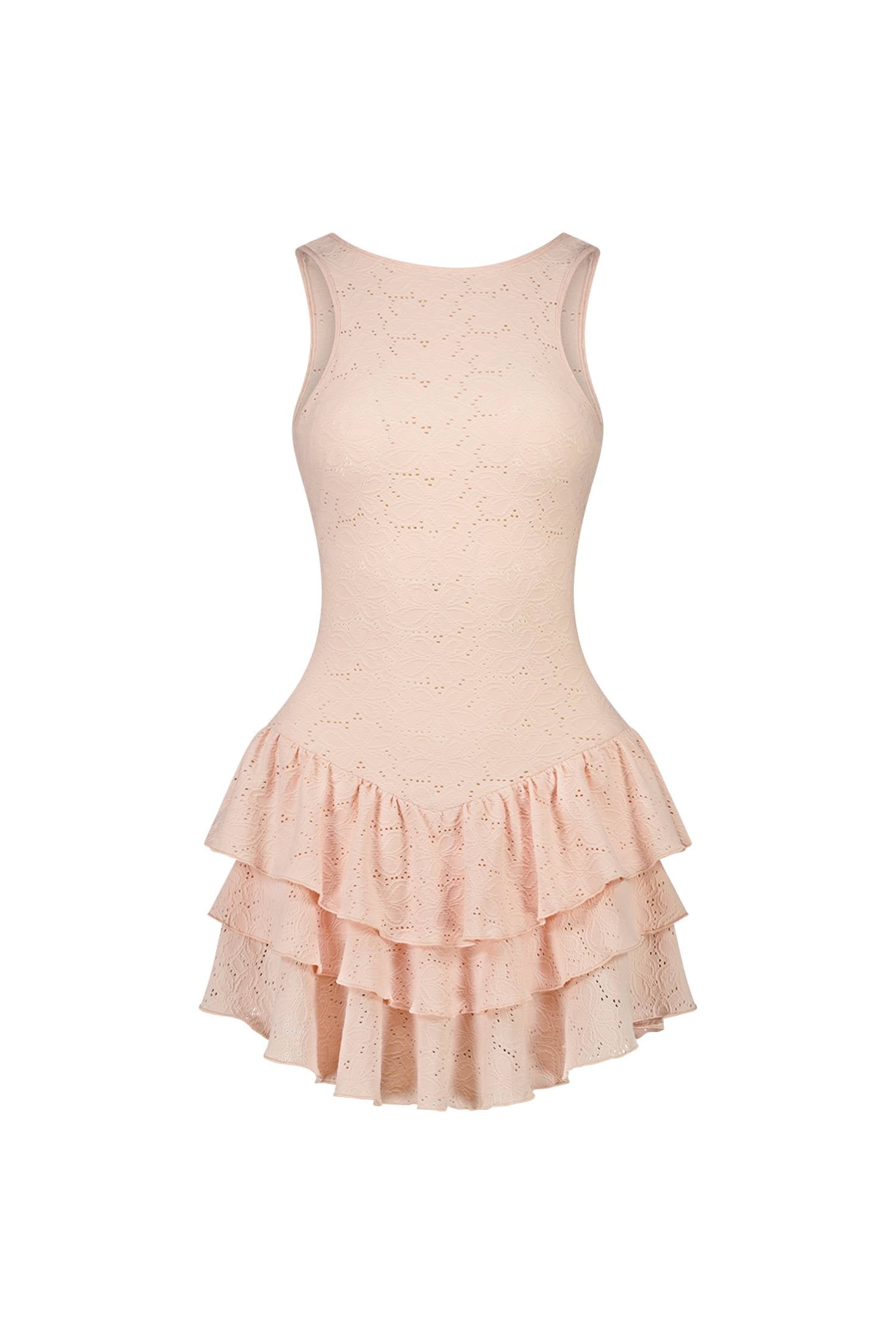 Ruffled Mini Dress | Coral Pink