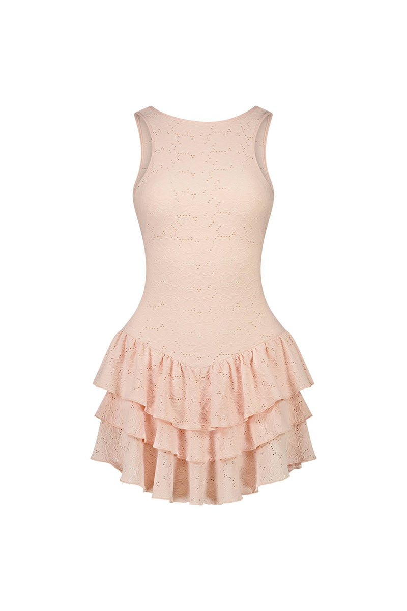 Ruffled Mini Dress | Coral Pink