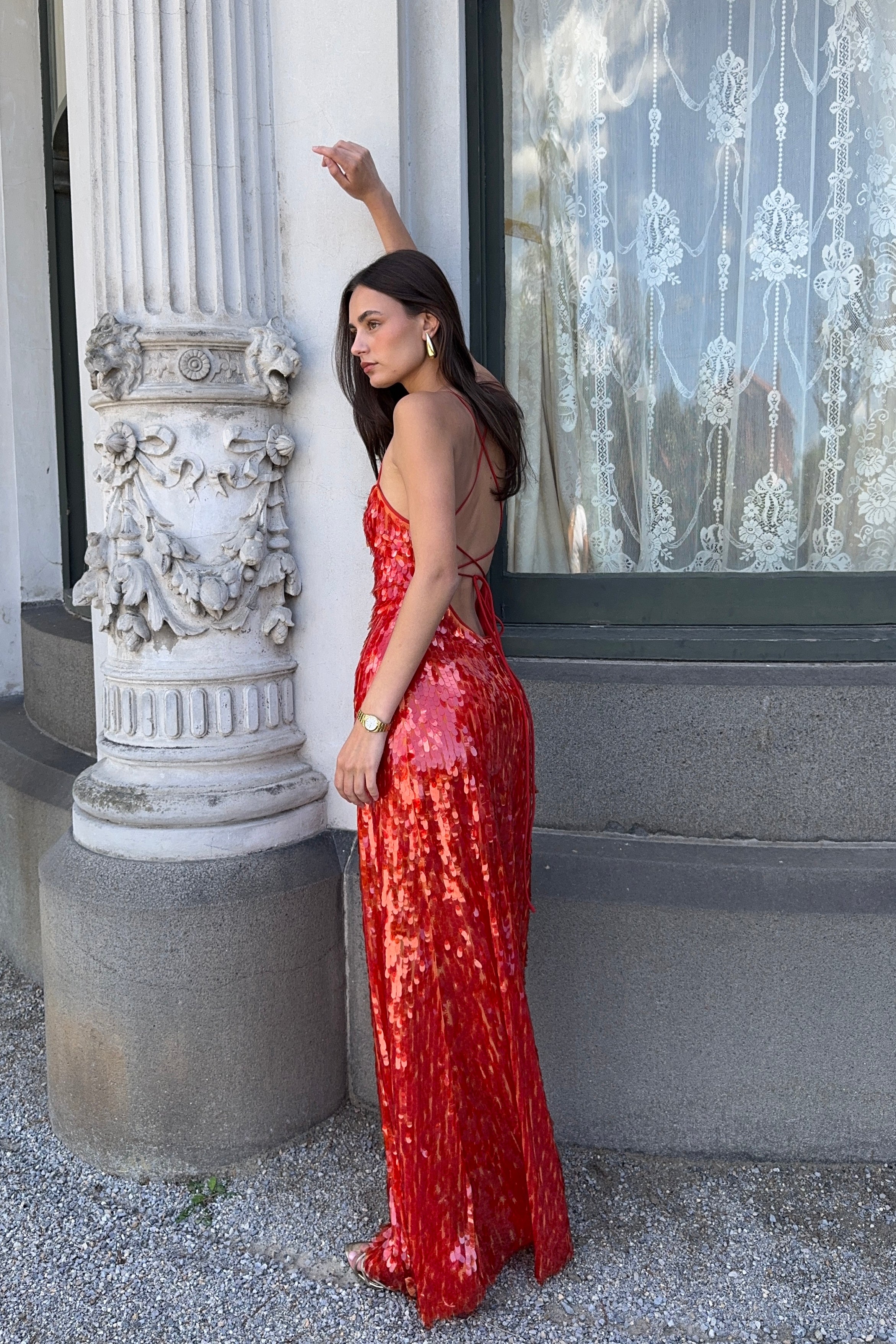 Backless Gown | Burnt Orange Sequin