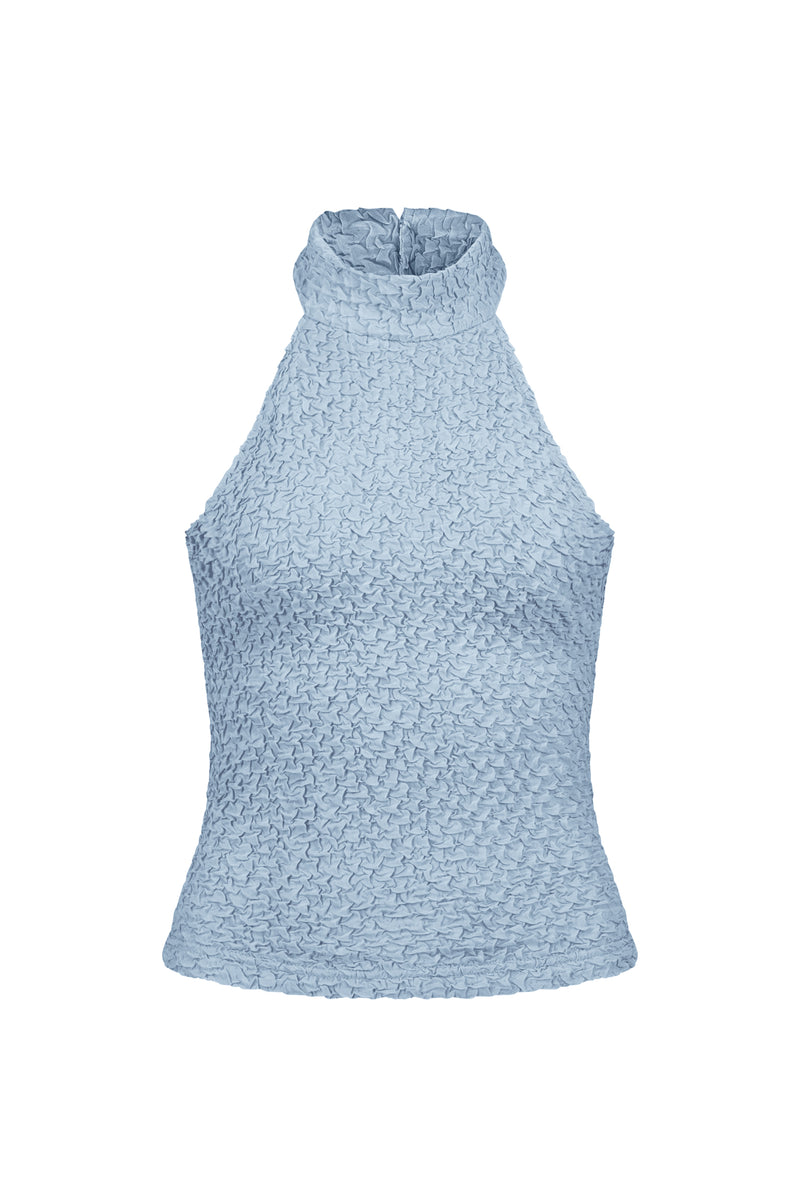 Textured Halter Top | Baby Blue