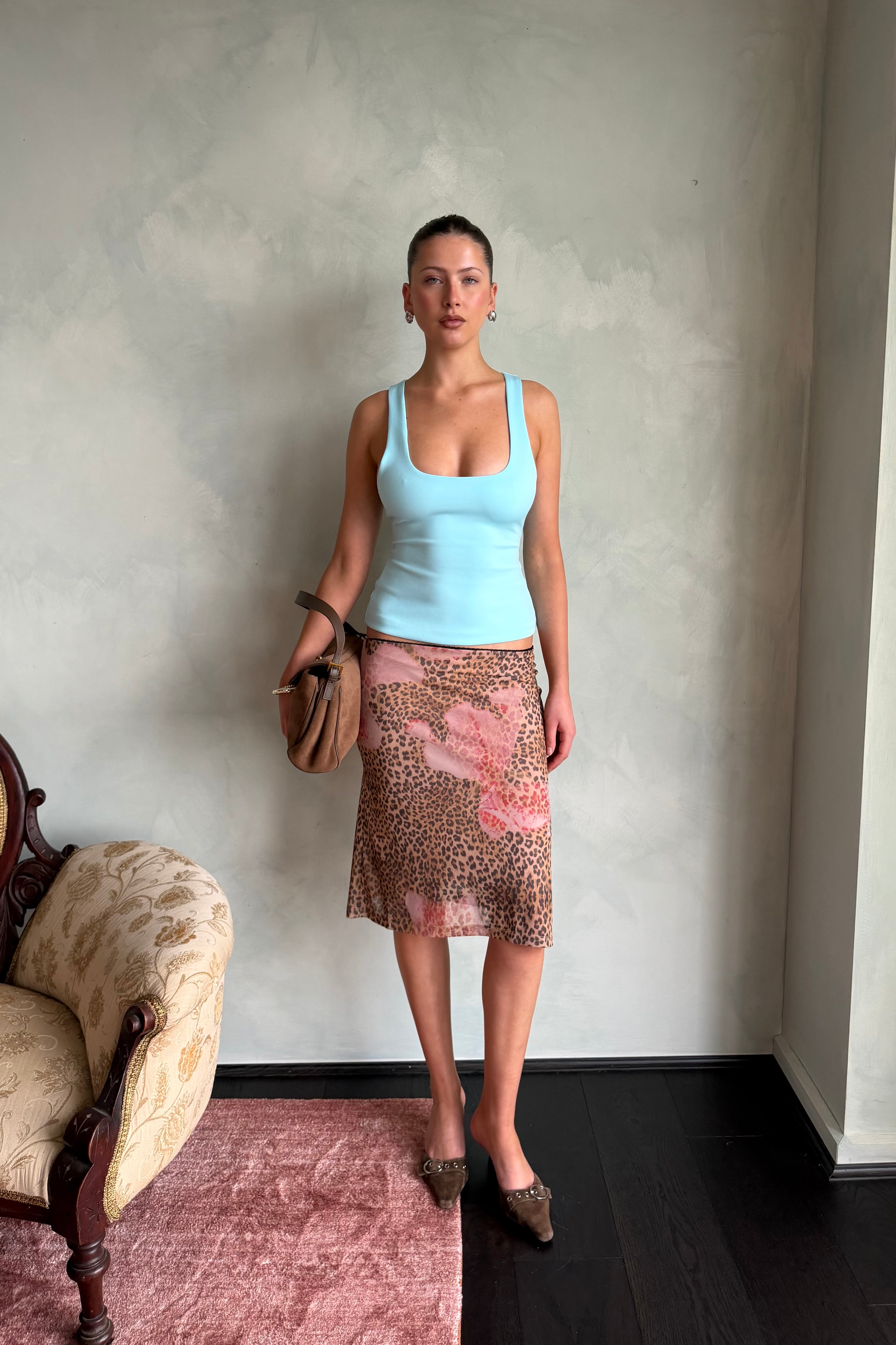 Midi Skirt | Mesh Leopard