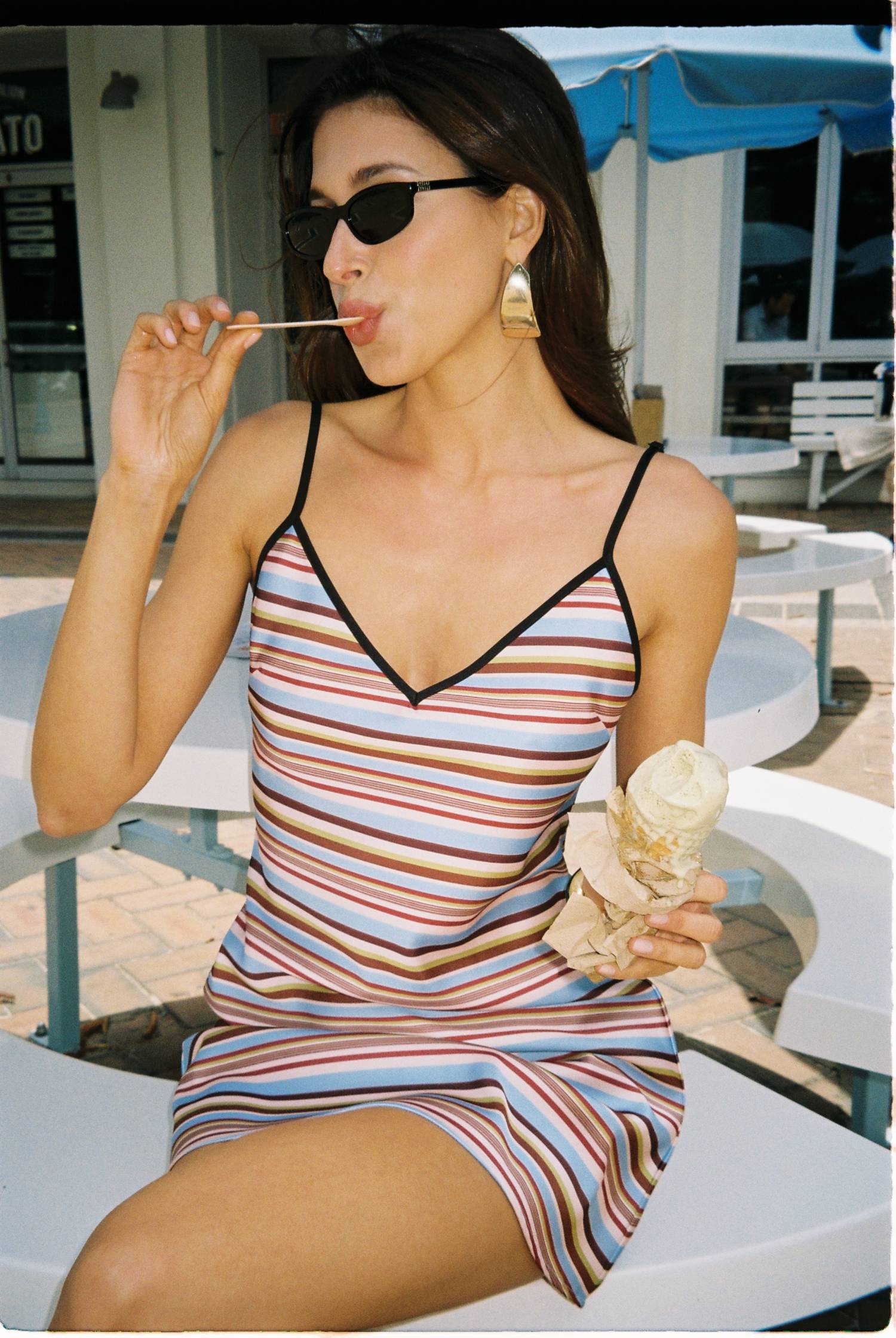 Bias Mini Dress | Vintage Stripe