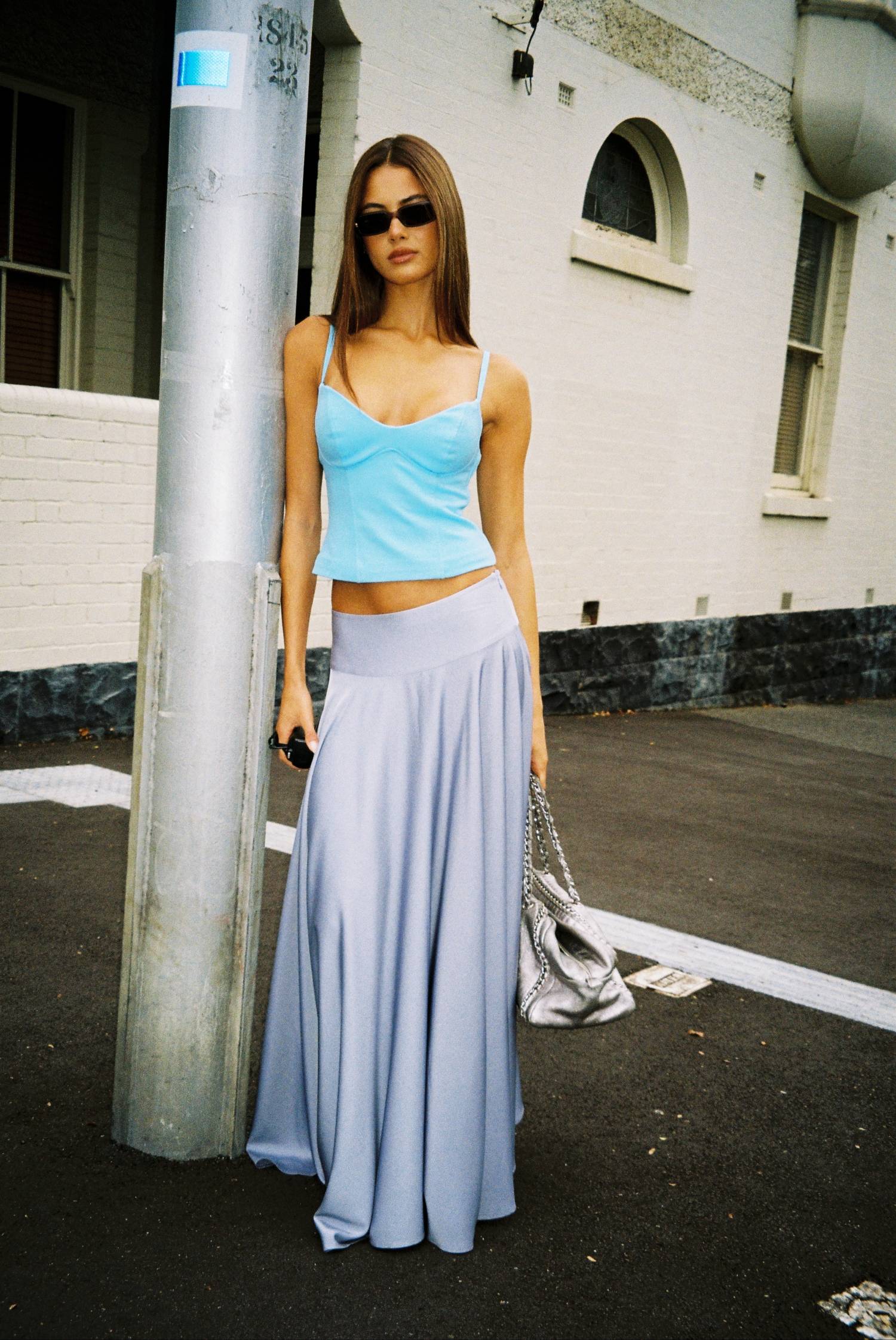 Basque Full Skirt | Ice Blue