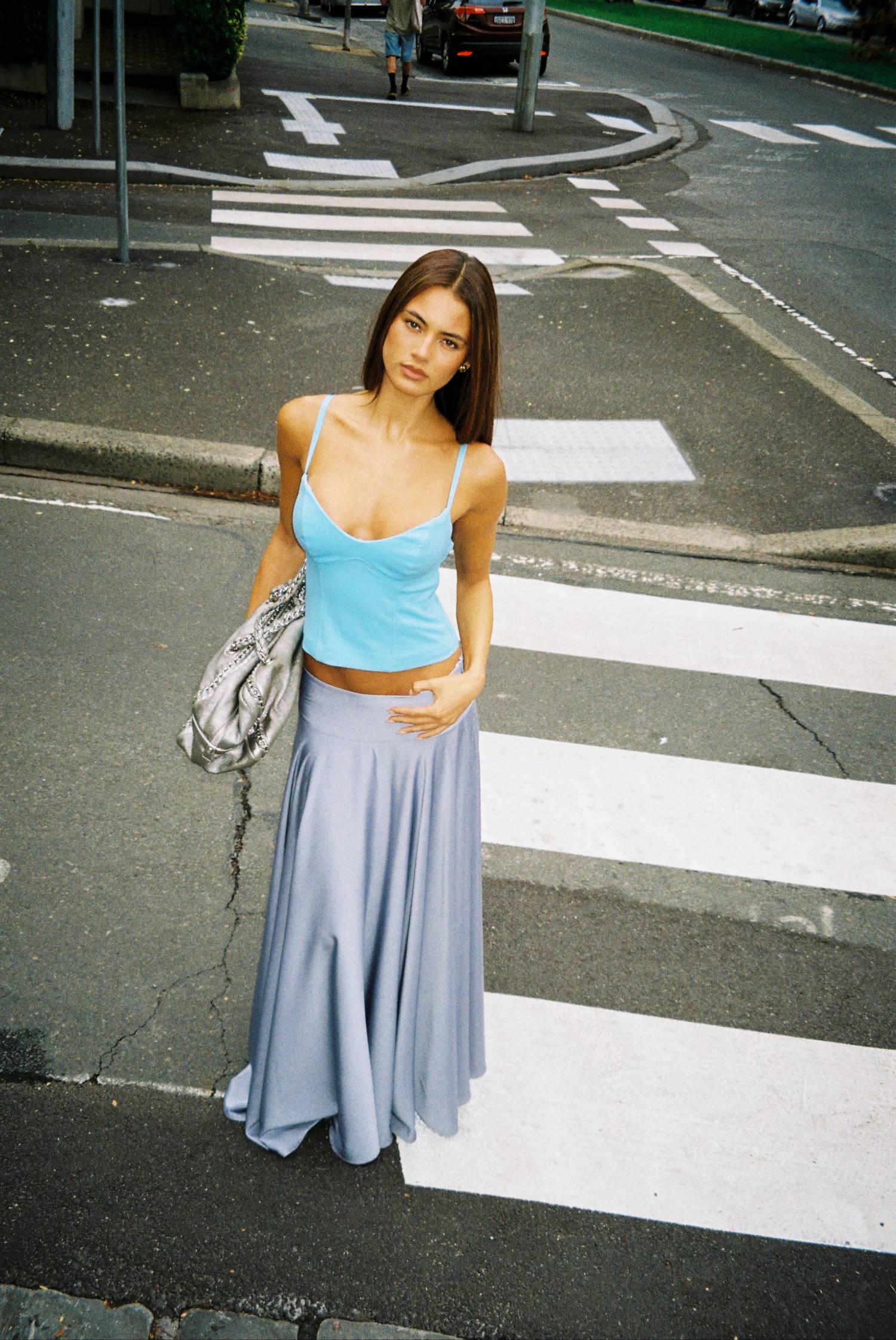 Basque Full Skirt | Ice Blue